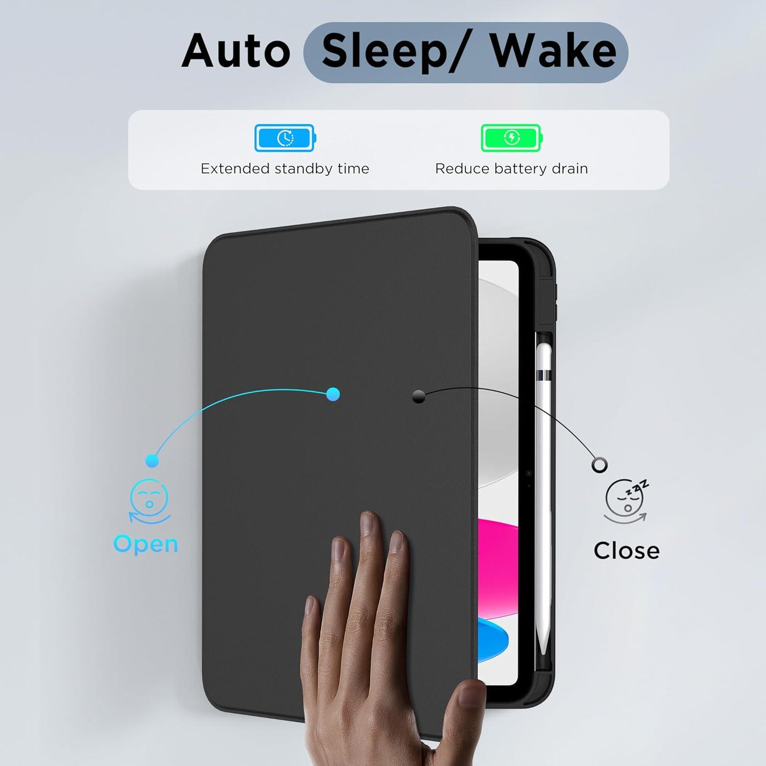 imageCACOE 360 Rotating Case for iPad A16 11th10th Generation with Pencil Holder 20252022 11109 inch Shockproof Cover for iPad 1110 Gen with Stand BlackBlack