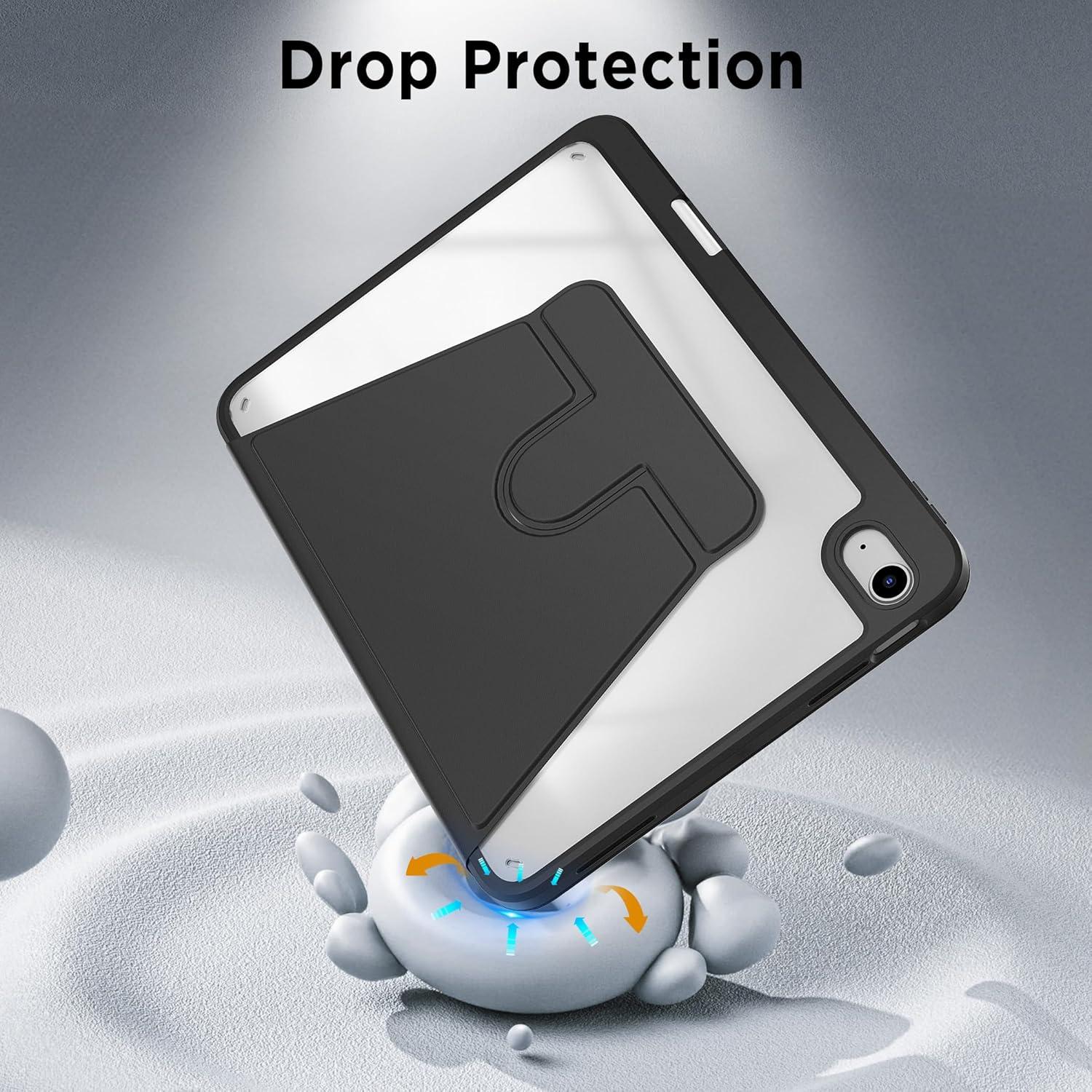 imageCACOE 360 Rotating Case for iPad A16 11th10th Generation with Pencil Holder 20252022 11109 inch Shockproof Cover for iPad 1110 Gen with Stand BlackBlack