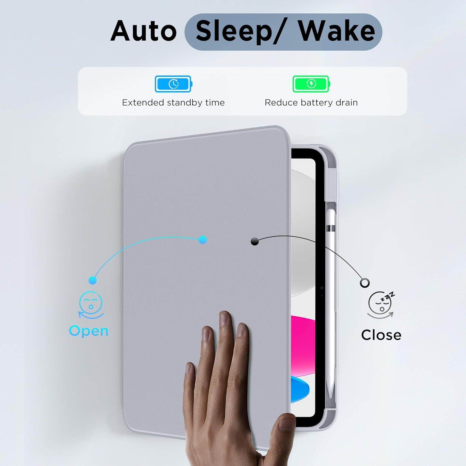 imageCACOE 360 Rotating Case for iPad A16 11th10th Generation with Pencil Holder 20252022 11109 inch Shockproof Cover for iPad 1110 Gen with Stand BlackGrey