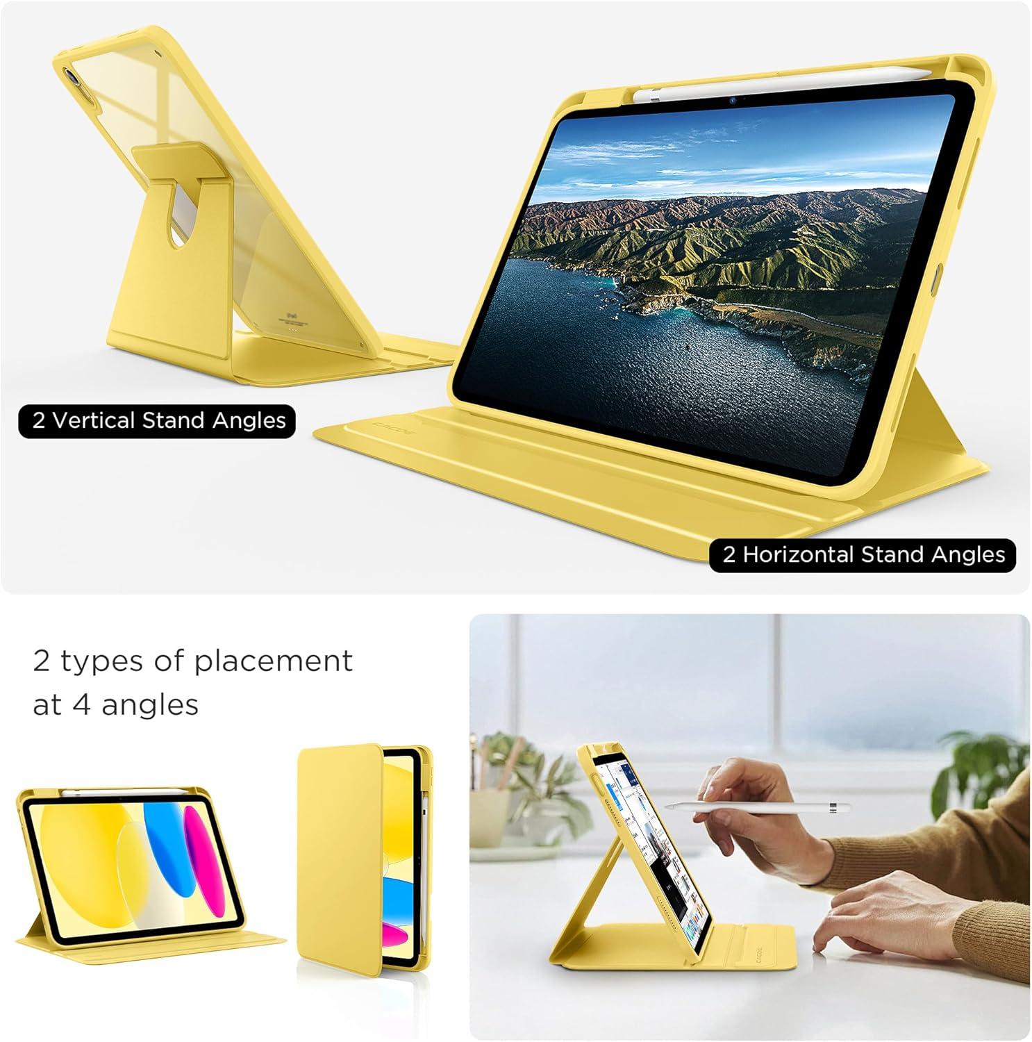 imageCACOE 360 Rotating Case for iPad A16 11th10th Generation with Pencil Holder 20252022 11109 inch Shockproof Cover for iPad 1110 Gen with Stand BlackYellow