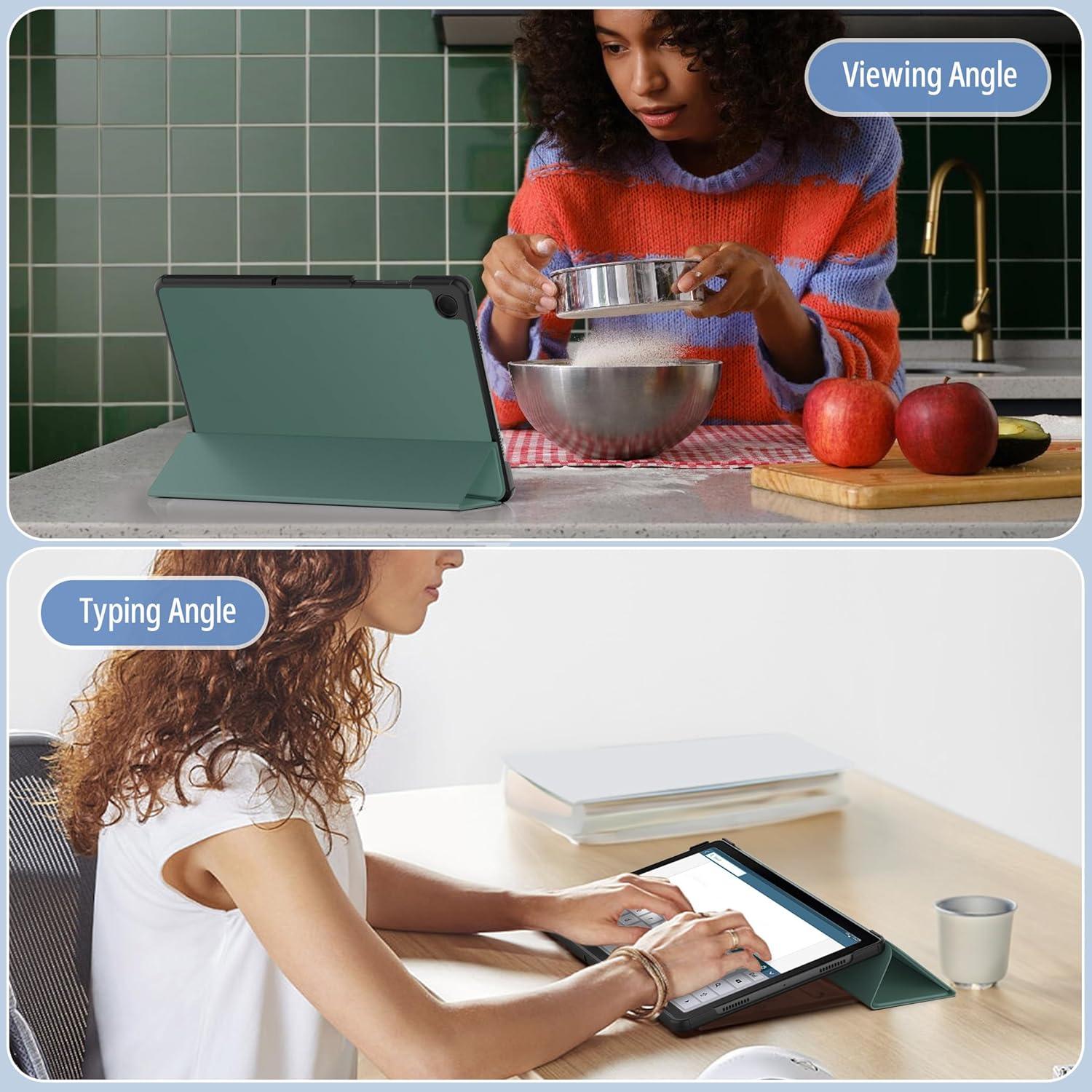 imageCACOE Case for Samsung Galaxy Tab A9 Plus 11 Inch 2023 SMX210X216X218 with Screen Protector Foldable Stand Slim Protective Case Auto Screen OnOff BlackMidnight Green