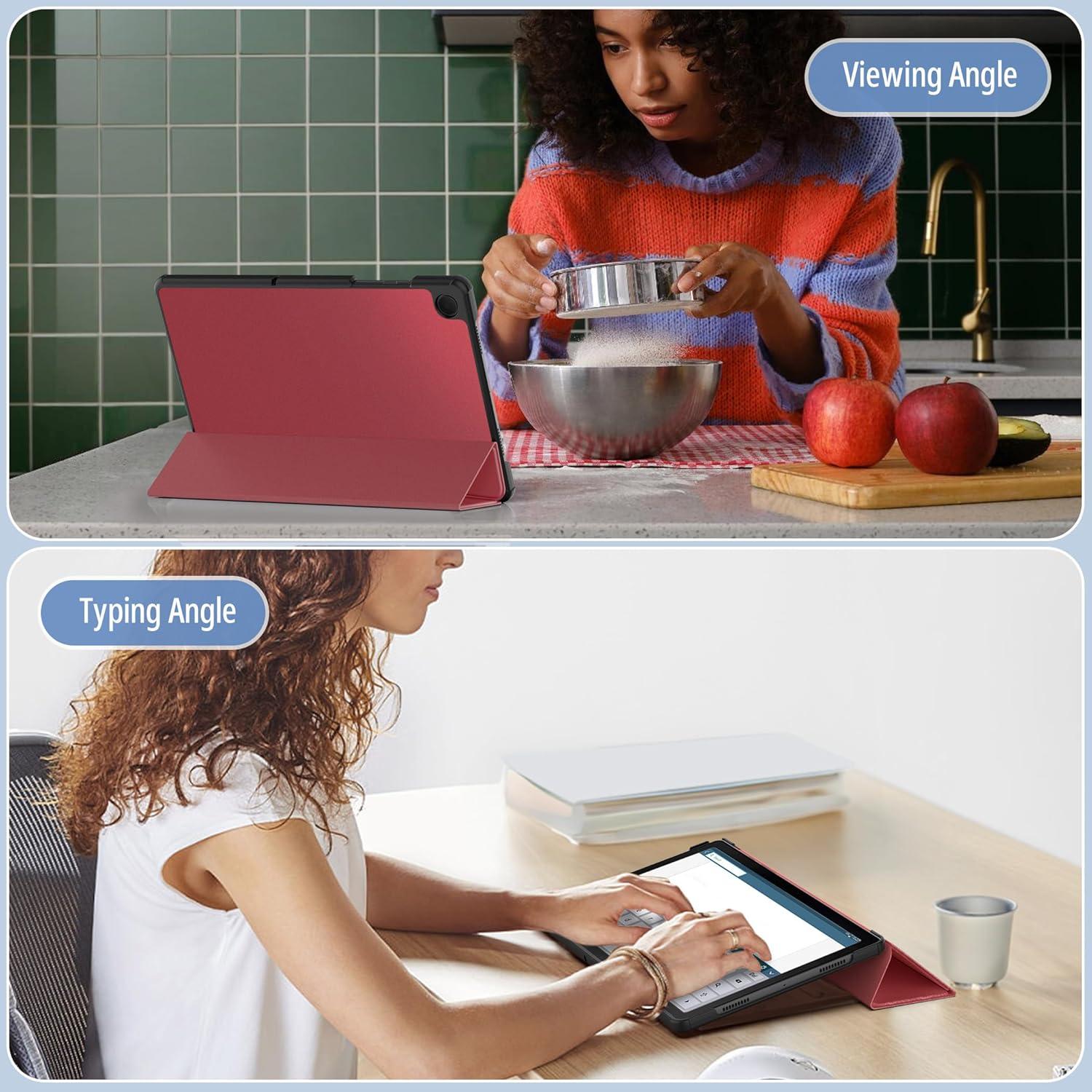 imageCACOE Case for Samsung Galaxy Tab A9 Plus 11 Inch 2023 SMX210X216X218 with Screen Protector Foldable Stand Slim Protective Case Auto Screen OnOff BlackRed Wine