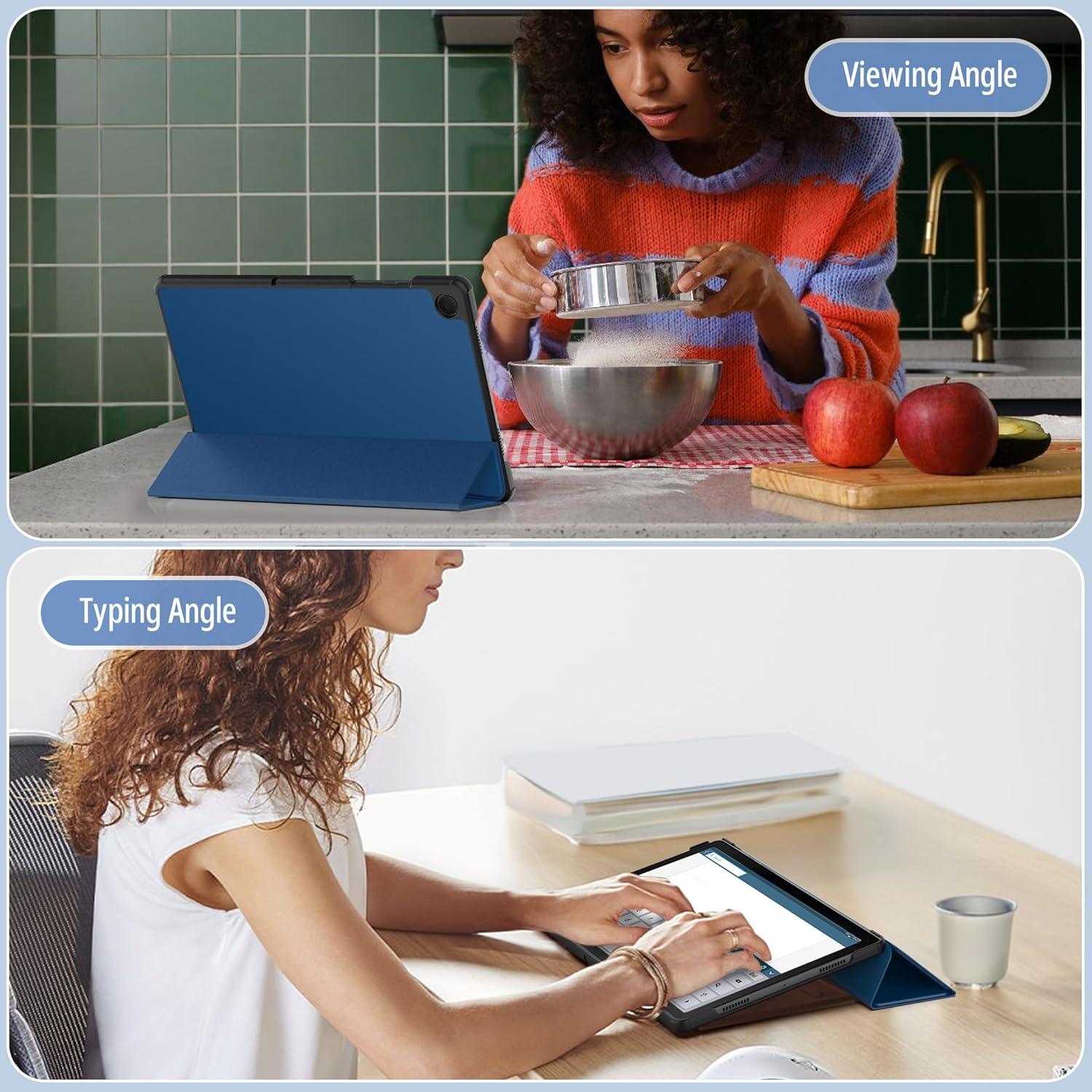 imageCACOE Case for Samsung Galaxy Tab A9 Plus 11 Inch 2023 SMX210X216X218 with Screen Protector Foldable Stand Slim Protective Case Auto Screen OnOff BlackSea Blue