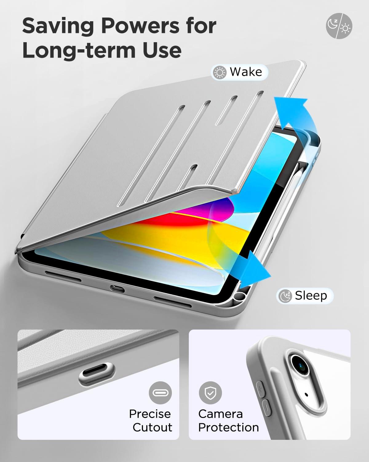 imageCACOE Case for iPad A16 11th10th Generation with Pencil Holder Multiple Angles Magnetic Stand Cover for iPad 1110 Gen 20252022 11109 inch GreyGrey