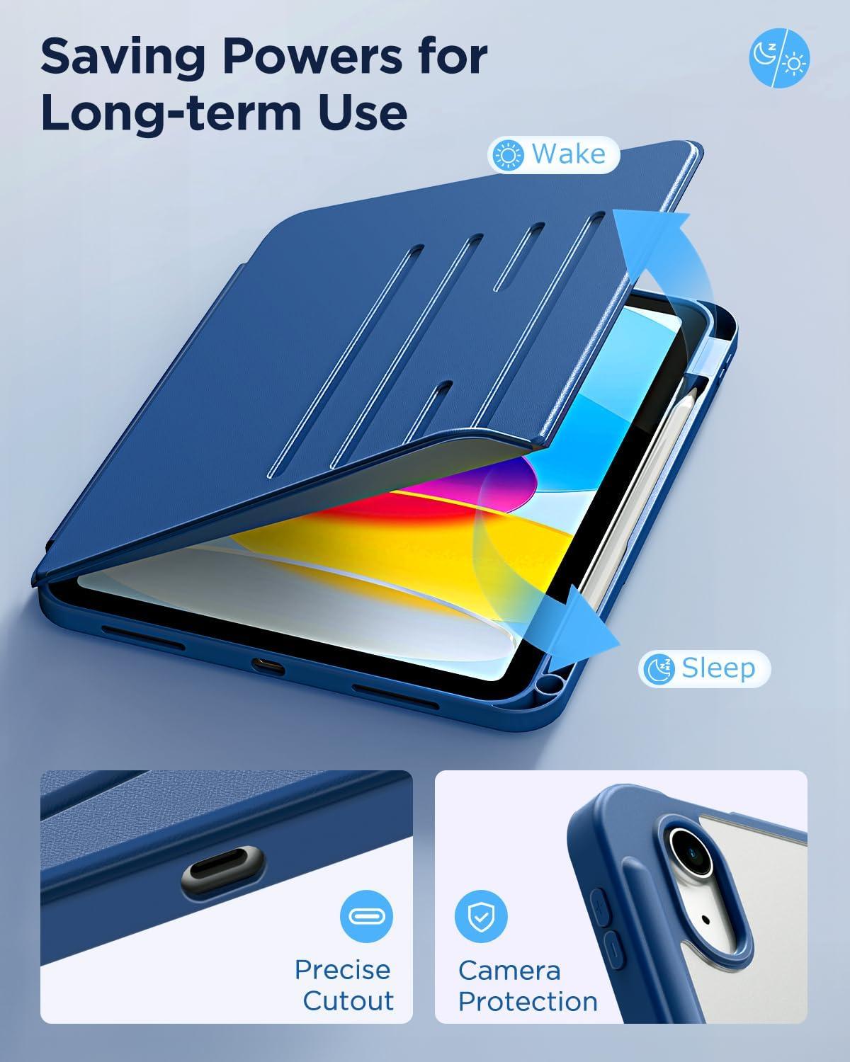 imageCACOE Case for iPad A16 11th10th Generation with Pencil Holder Multiple Angles Magnetic Stand Cover for iPad 1110 Gen 20252022 11109 inch GreySea Blue