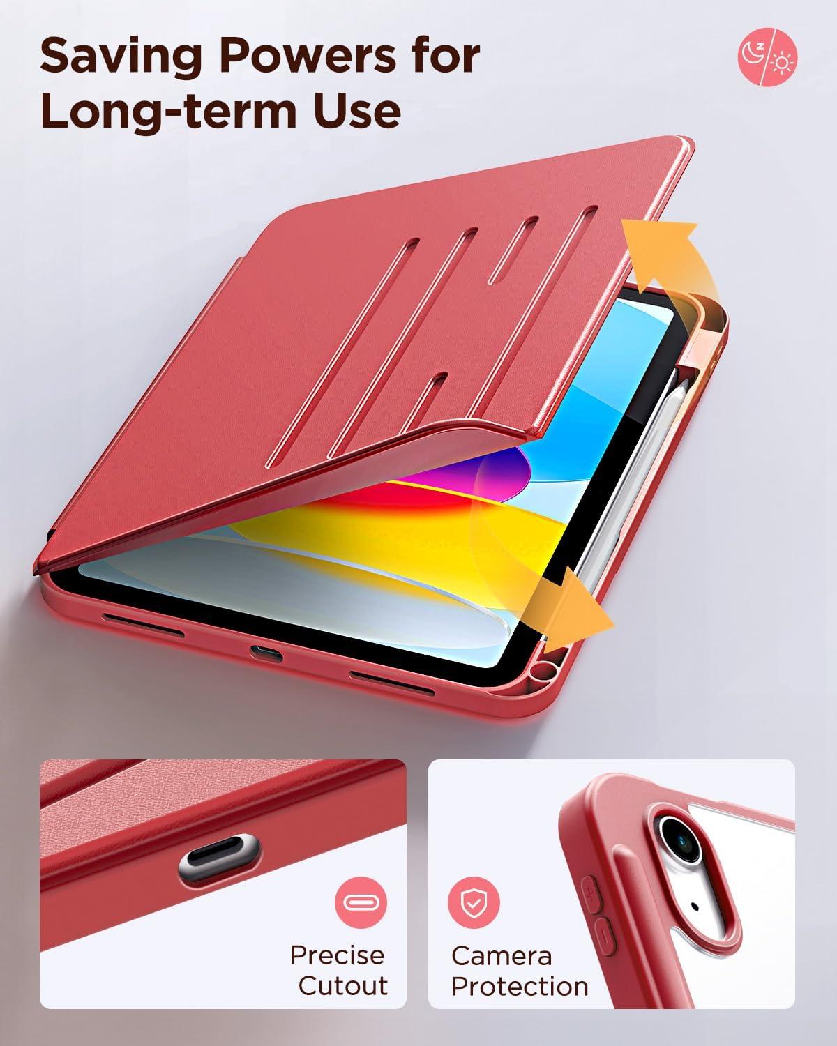 imageCACOE Case for iPad A16 11th10th Generation with Pencil Holder Multiple Angles Magnetic Stand Cover for iPad 1110 Gen 20252022 11109 inch GreyWatermelon Red