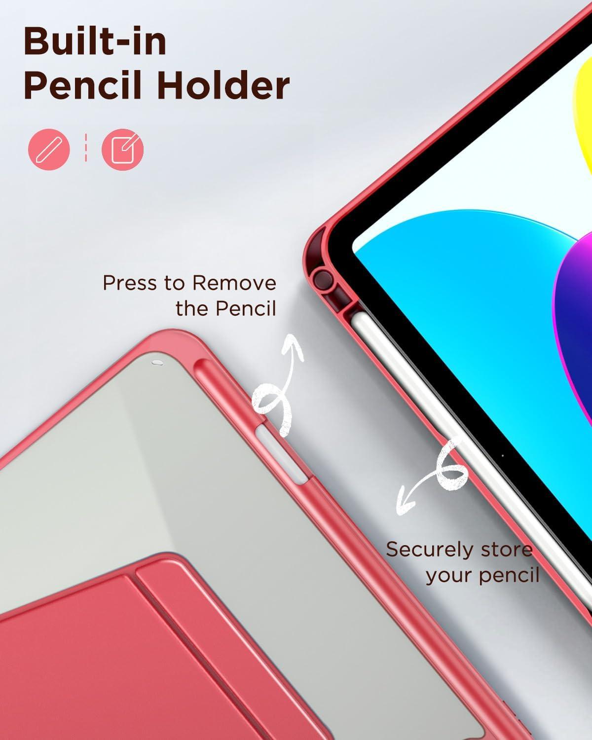 imageCACOE Case for iPad A16 11th10th Generation with Pencil Holder Multiple Angles Magnetic Stand Cover for iPad 1110 Gen 20252022 11109 inch GreyWatermelon Red