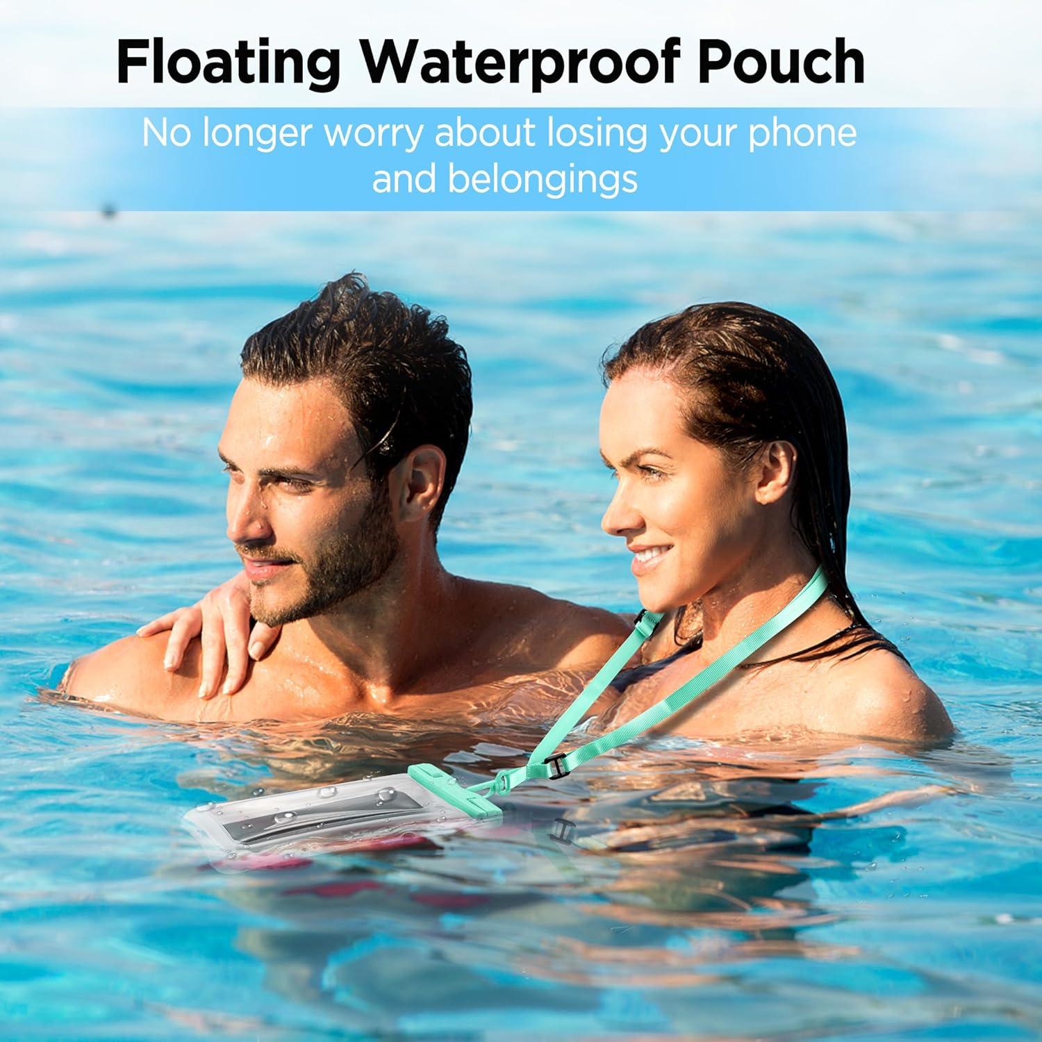 imageCACOE Floatable Floating Universal Waterproof Phone case 2 PackUp to 70quotPhone Pouch with Adjustable Neck LanyardIPX8 Cellphone Dry Bags for Beach Pool SwimmingBlackBlackBluePink