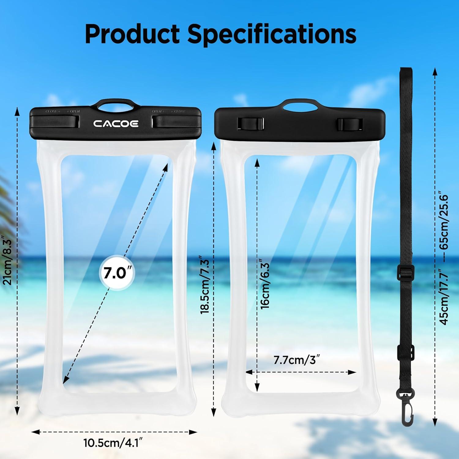 imageCACOE Floatable Floating Universal Waterproof Phone case 2 PackUp to 70quotPhone Pouch with Adjustable Neck LanyardIPX8 Cellphone Dry Bags for Beach Pool SwimmingBlackBlackBlackBlack2