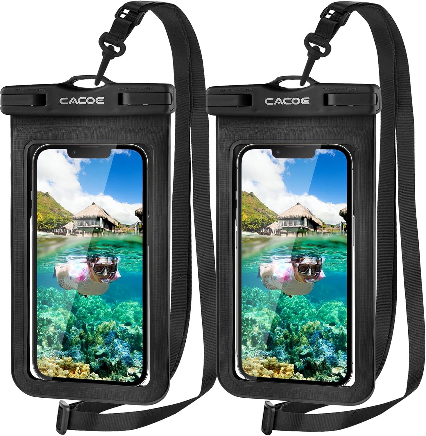 imageCACOE Floatable Floating Universal Waterproof Phone case 2 PackUp to 70quotPhone Pouch with Adjustable Neck LanyardIPX8 Cellphone Dry Bags for Beach Pool SwimmingBlackBlackBlackBlack
