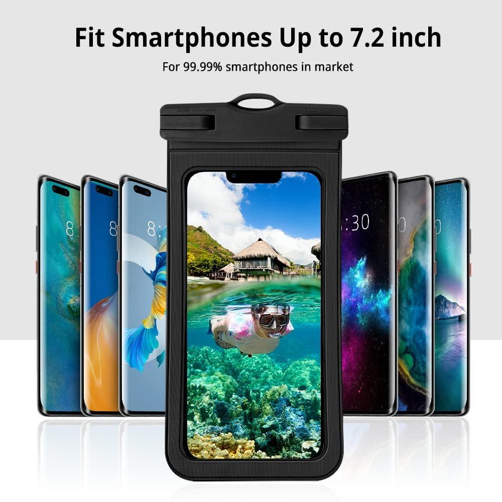 imageCACOE Floatable Floating Universal Waterproof Phone case 2 PackUp to 70quotPhone Pouch with Adjustable Neck LanyardIPX8 Cellphone Dry Bags for Beach Pool SwimmingBlackBlackBlackPink