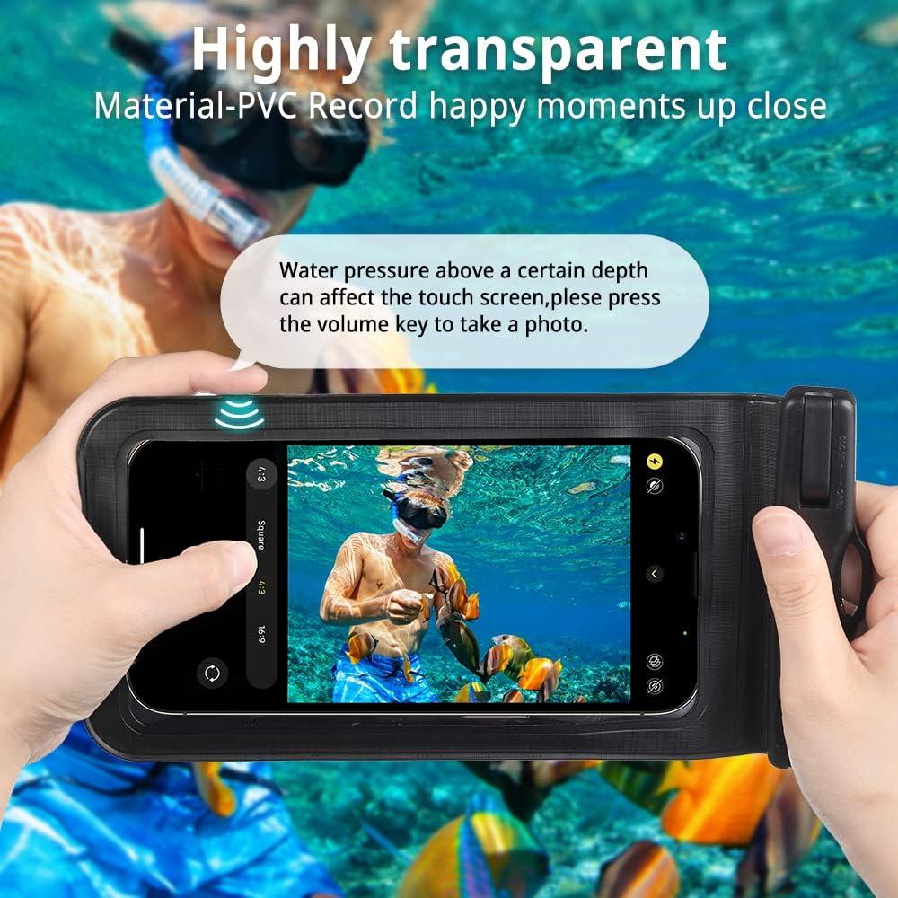 imageCACOE Floatable Floating Universal Waterproof Phone case 2 PackUp to 70quotPhone Pouch with Adjustable Neck LanyardIPX8 Cellphone Dry Bags for Beach Pool SwimmingBlackBlackBlackGreen