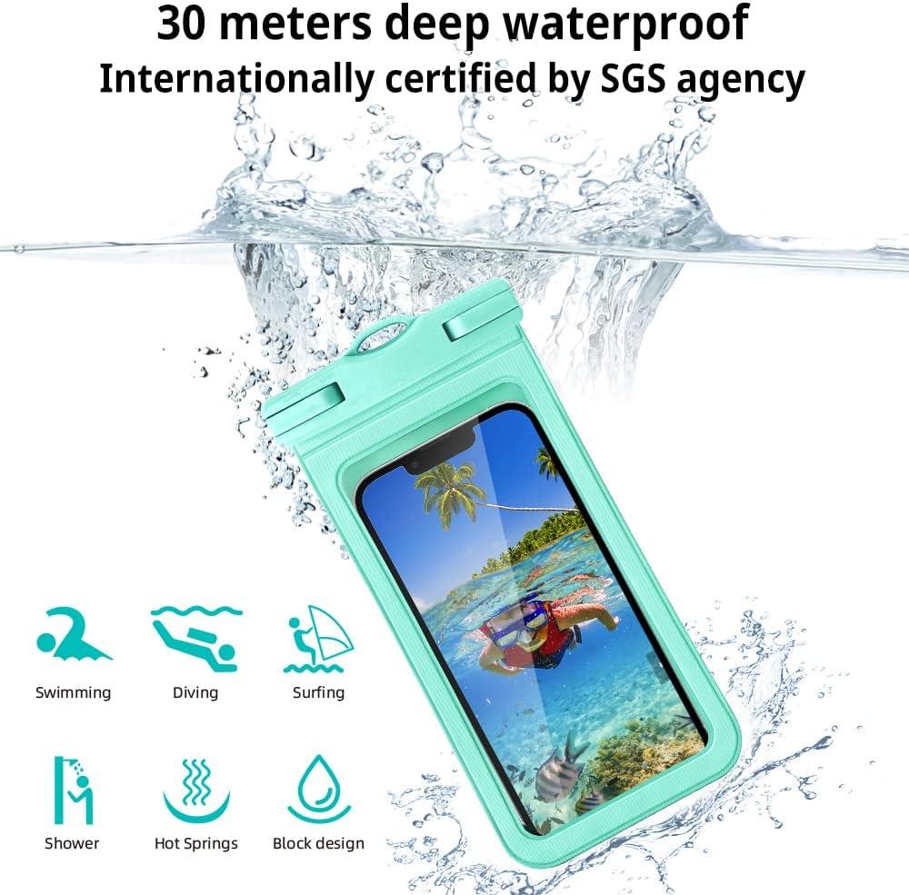 imageCACOE Floatable Floating Universal Waterproof Phone case 2 PackUp to 70quotPhone Pouch with Adjustable Neck LanyardIPX8 Cellphone Dry Bags for Beach Pool SwimmingBlackBlackBlackGreen