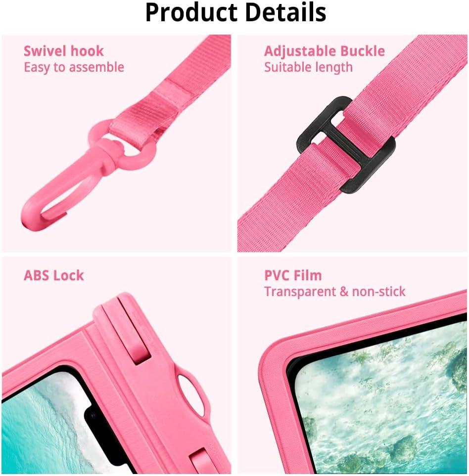 imageCACOE Floatable Floating Universal Waterproof Phone case 2 PackUp to 70quotPhone Pouch with Adjustable Neck LanyardIPX8 Cellphone Dry Bags for Beach Pool SwimmingBlackBlackBlackPink