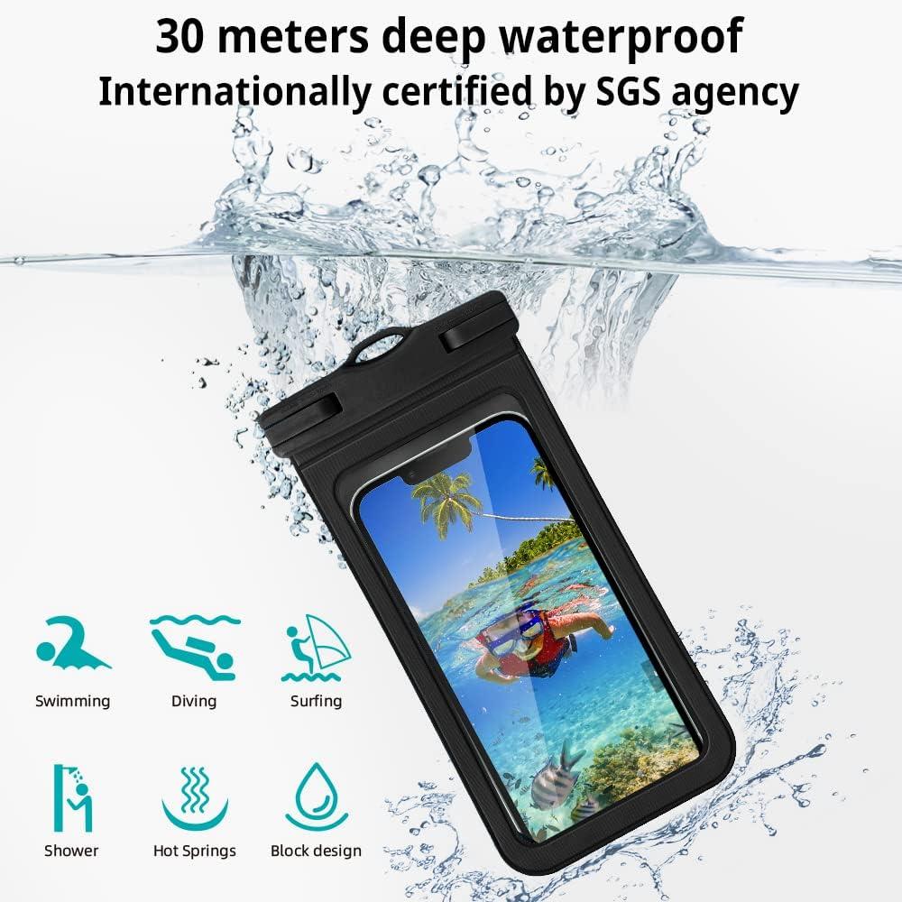 imageCACOE Floatable Floating Universal Waterproof Phone case 2 PackUp to 70quotPhone Pouch with Adjustable Neck LanyardIPX8 Cellphone Dry Bags for Beach Pool SwimmingBlackBlackBlackBlack