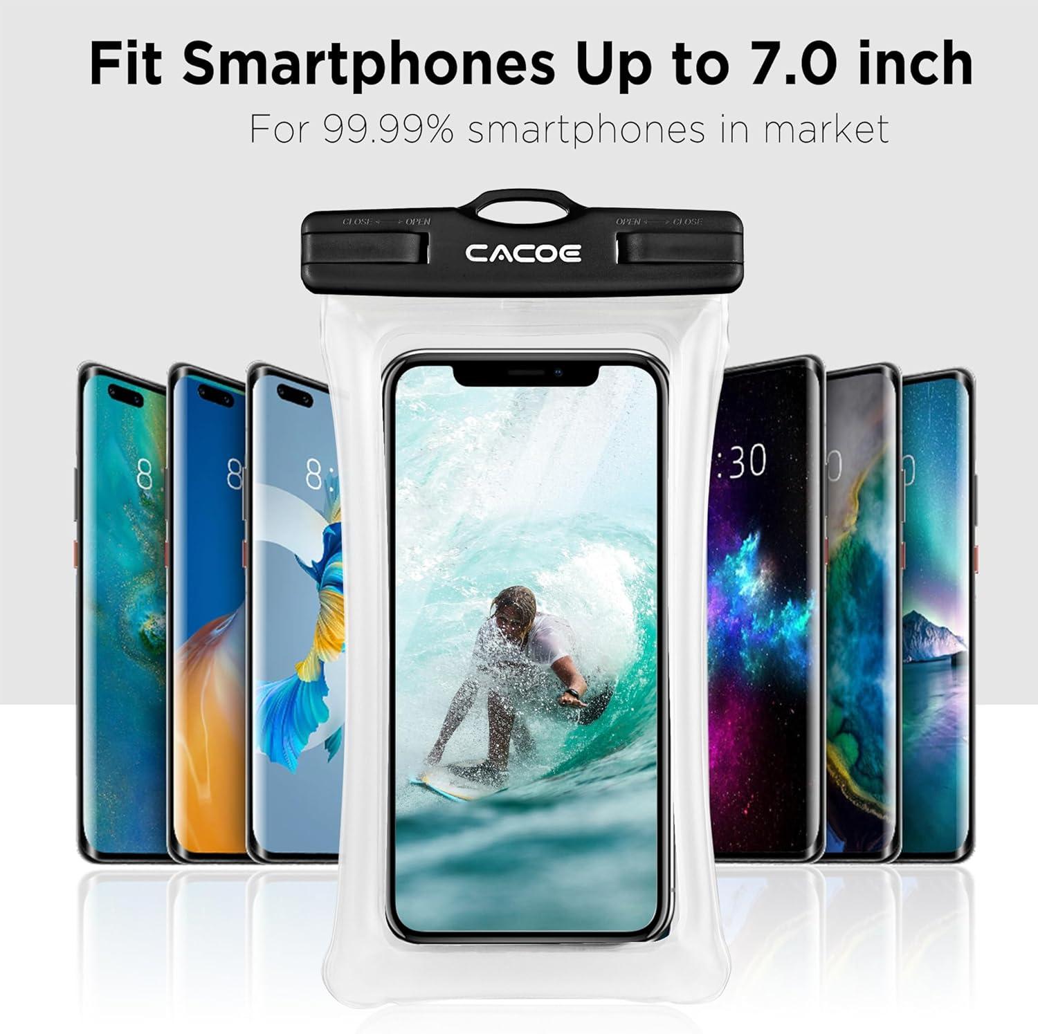 imageCACOE Floatable Floating Universal Waterproof Phone case 2 PackUp to 70quotPhone Pouch with Adjustable Neck LanyardIPX8 Cellphone Dry Bags for Beach Pool SwimmingBlackBlackBlackBlack2