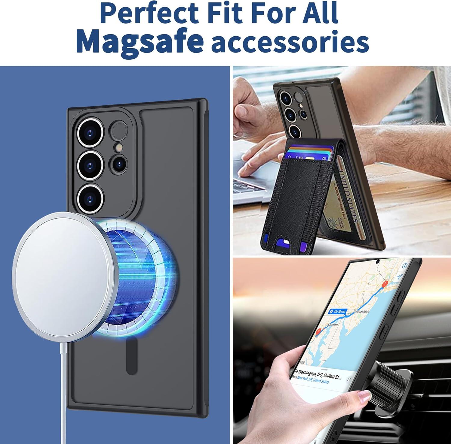 imageCACOE Magnetic Case for Samsung Galaxy S23 Ultra 5G 68 inchCompatible with MagSafe ampamp Magnetic Car Phone MountAntiFingerprint TPU Thin Phone Cases Cover Protective Shockproof Black CSXS23UBMAC