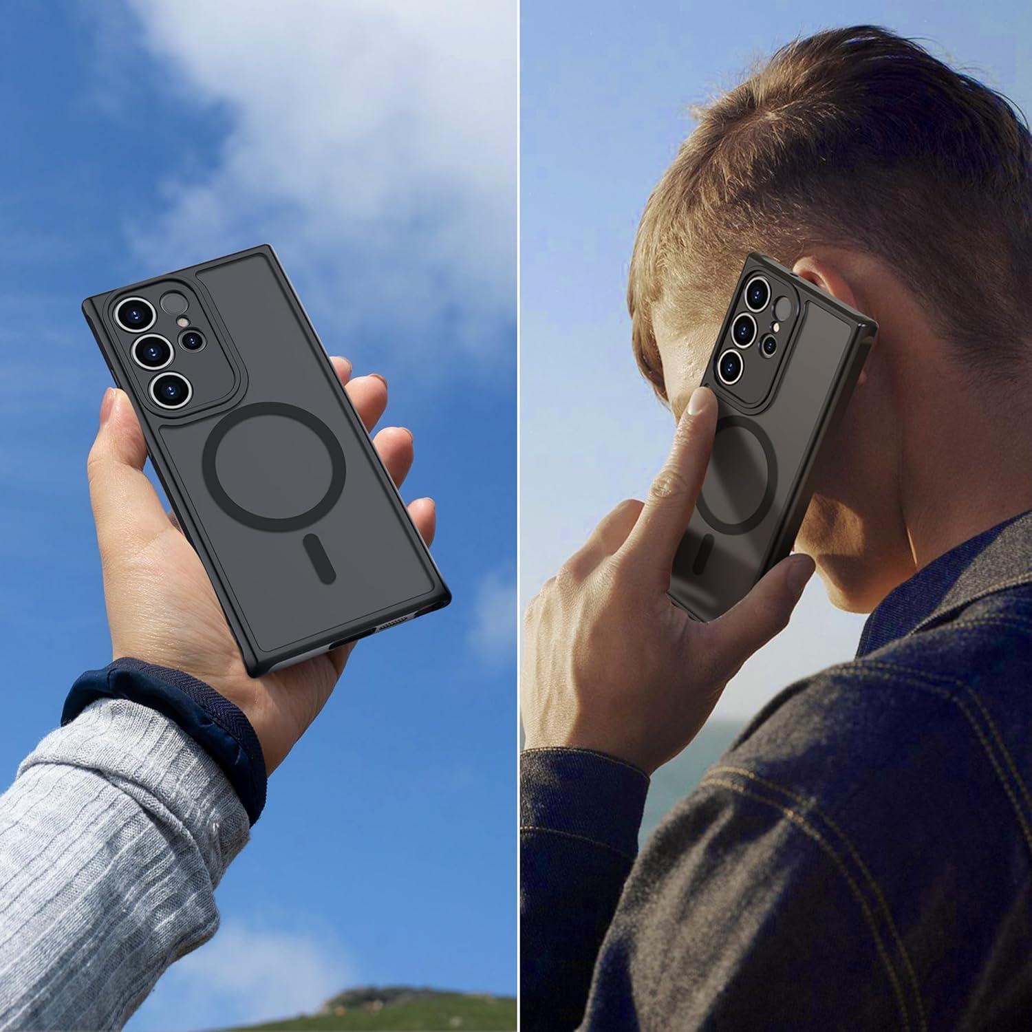 imageCACOE Magnetic Case for Samsung Galaxy S23 Ultra 5G 68 inchCompatible with MagSafe ampamp Magnetic Car Phone MountAntiFingerprint TPU Thin Phone Cases Cover Protective Shockproof Black CSXS23UBMAC