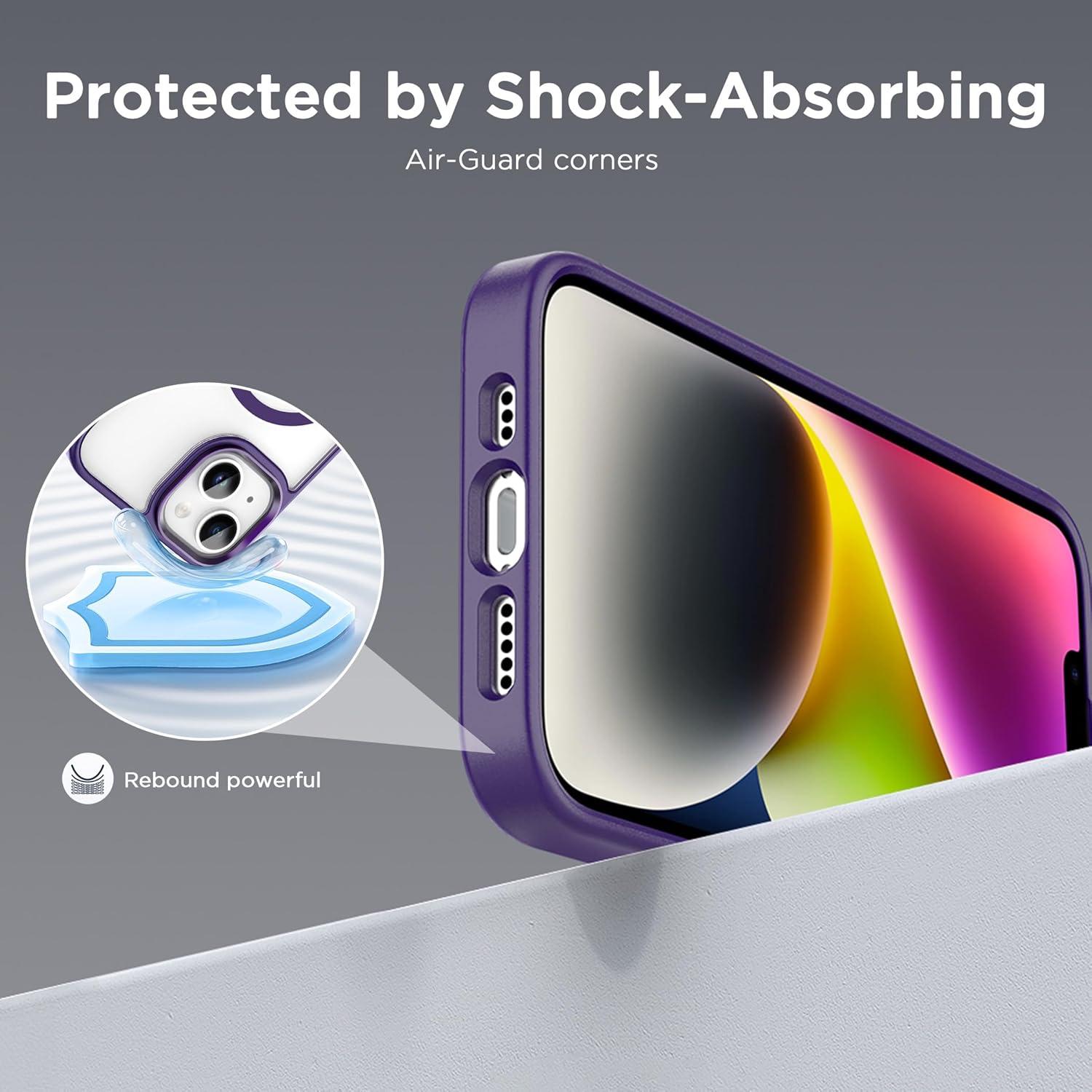 imageCACOE Magnetic Case for iPhone 13 ampamp iPhone 14 61 inchCompatible with MagSafe ampamp Magnetic Car Phone MountNot Yellowing AntiScratch ClearDark Purple