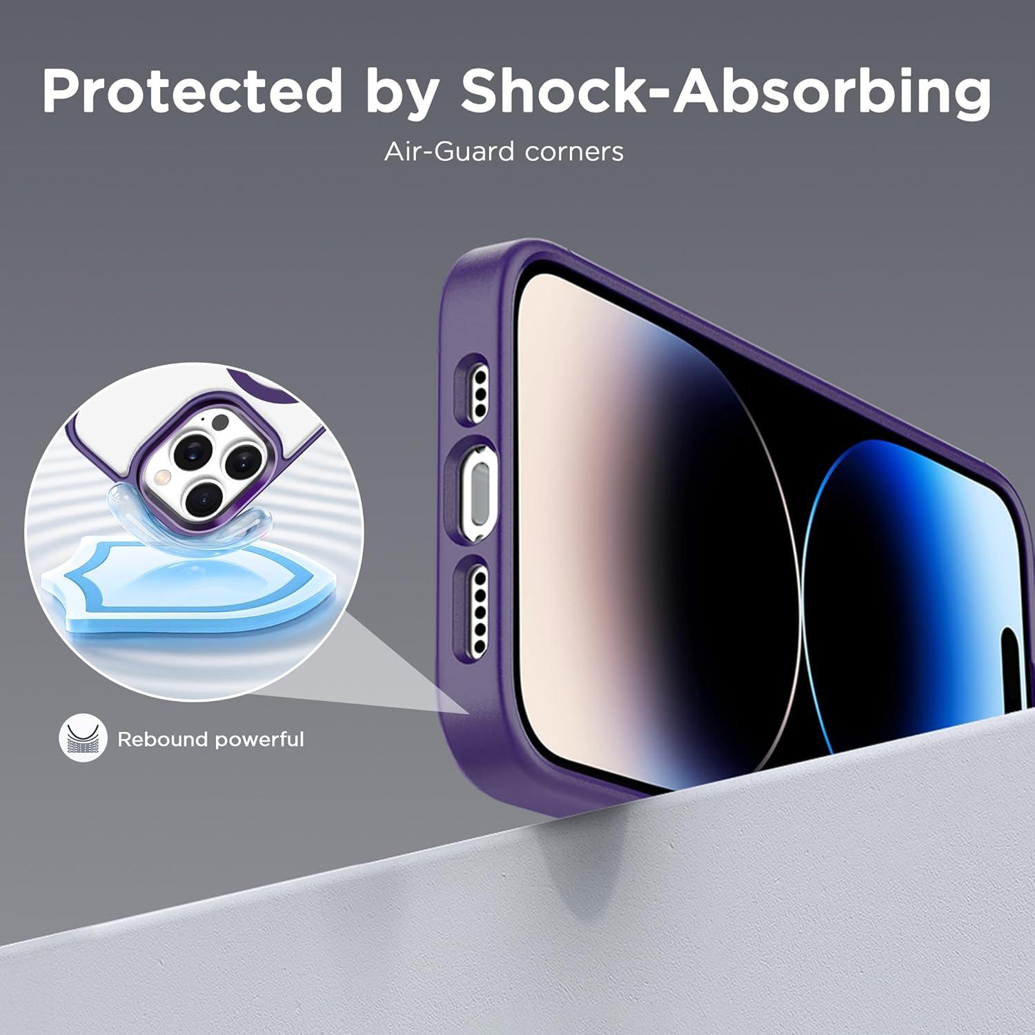 imageCACOE Magnetic Case for iPhone 13 ampamp iPhone 14 61 inchCompatible with MagSafe ampamp Magnetic Car Phone MountNot Yellowing AntiScratch ClearDark Purple