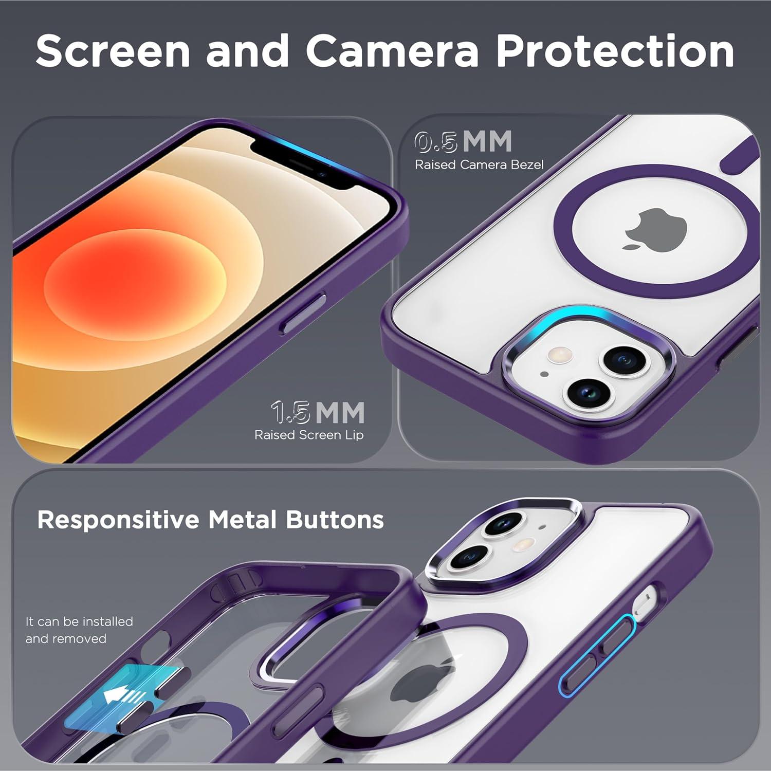 imageCACOE Magnetic Case for iPhone 13 ampamp iPhone 14 61 inchCompatible with MagSafe ampamp Magnetic Car Phone MountNot Yellowing AntiScratch ClearDark Purple