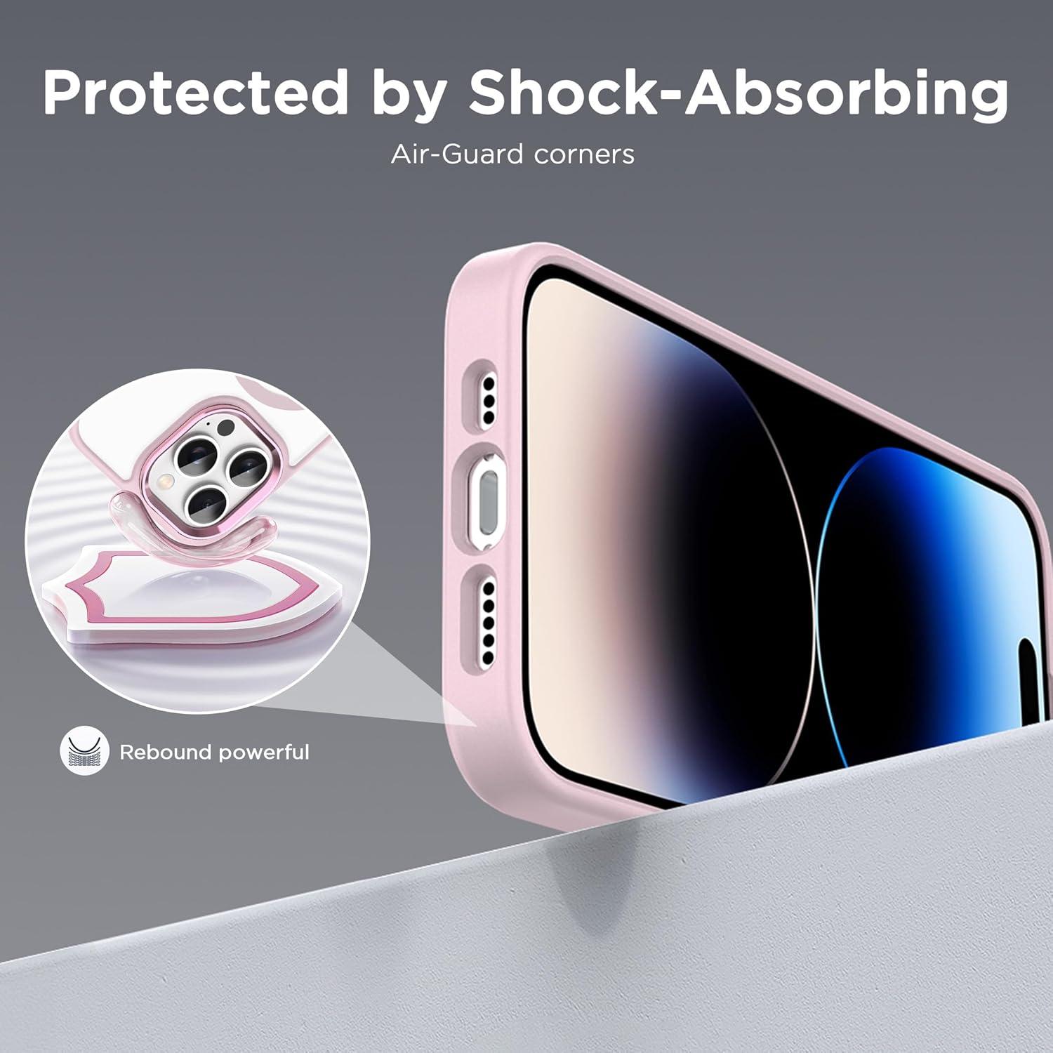 imageCACOE Magnetic Case for iPhone 13 ampamp iPhone 14 61 inchCompatible with MagSafe ampamp Magnetic Car Phone MountNot Yellowing AntiScratch ClearLight Pink