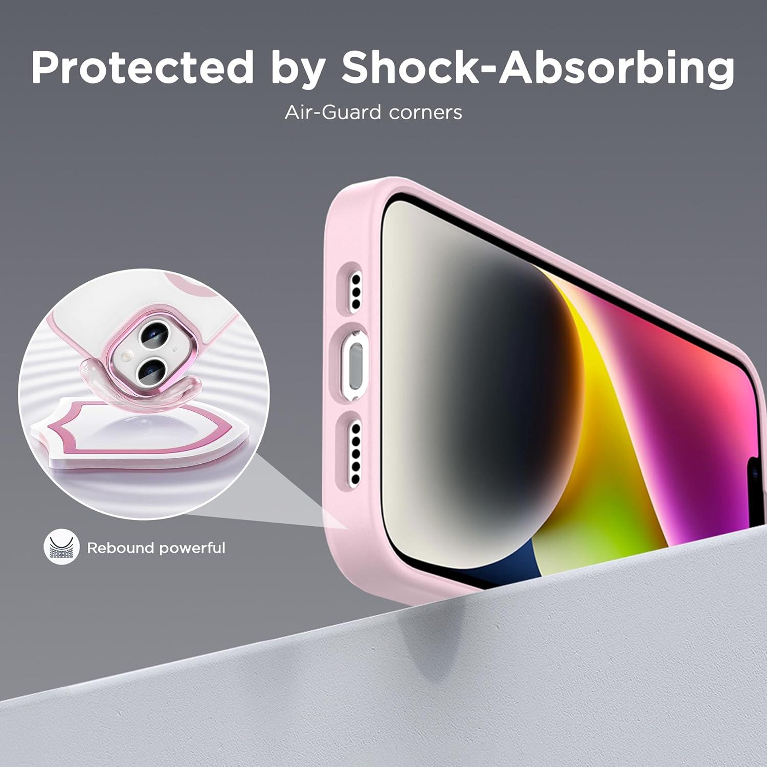 imageCACOE Magnetic Case for iPhone 13 ampamp iPhone 14 61 inchCompatible with MagSafe ampamp Magnetic Car Phone MountNot Yellowing AntiScratch ClearLight Pink