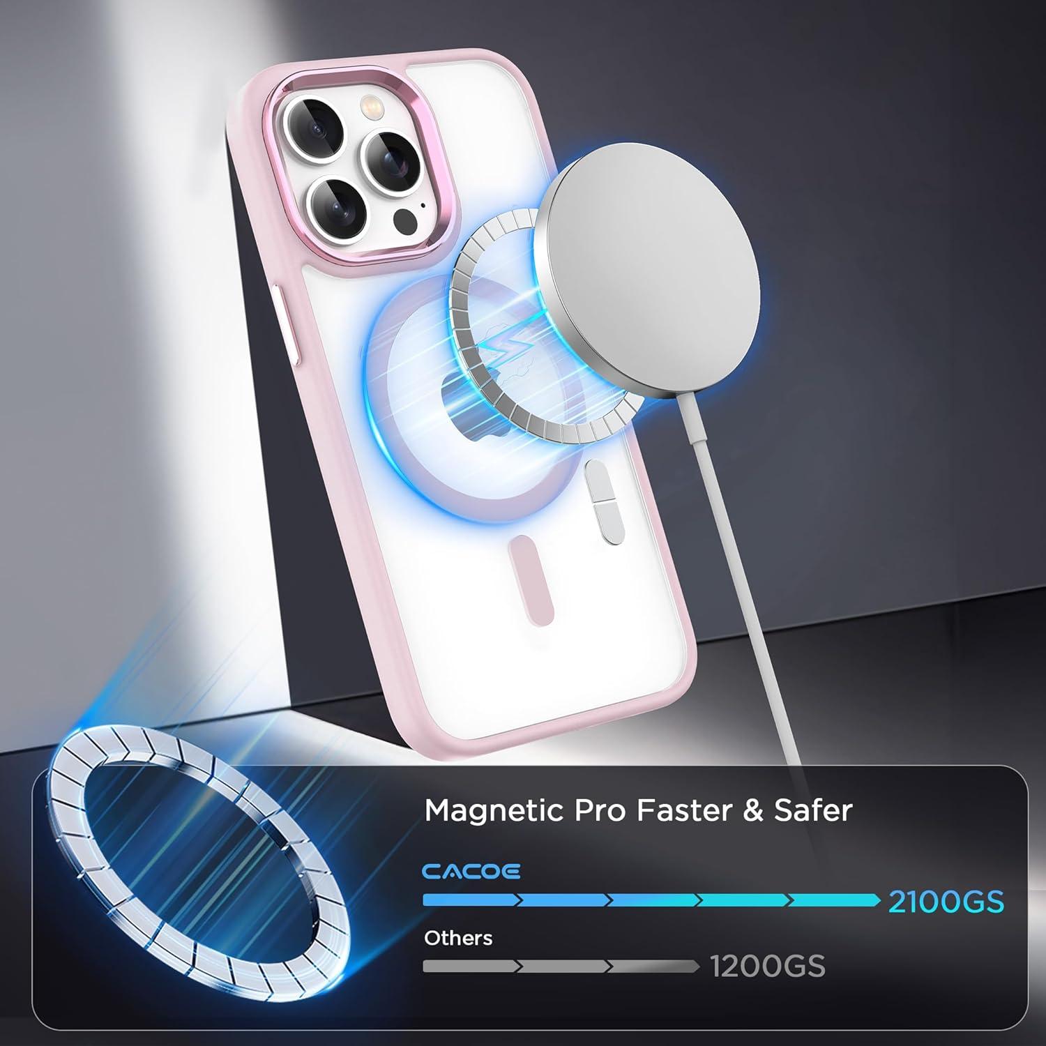 imageCACOE Magnetic Case for iPhone 13 ampamp iPhone 14 61 inchCompatible with MagSafe ampamp Magnetic Car Phone MountNot Yellowing AntiScratch ClearLight Pink