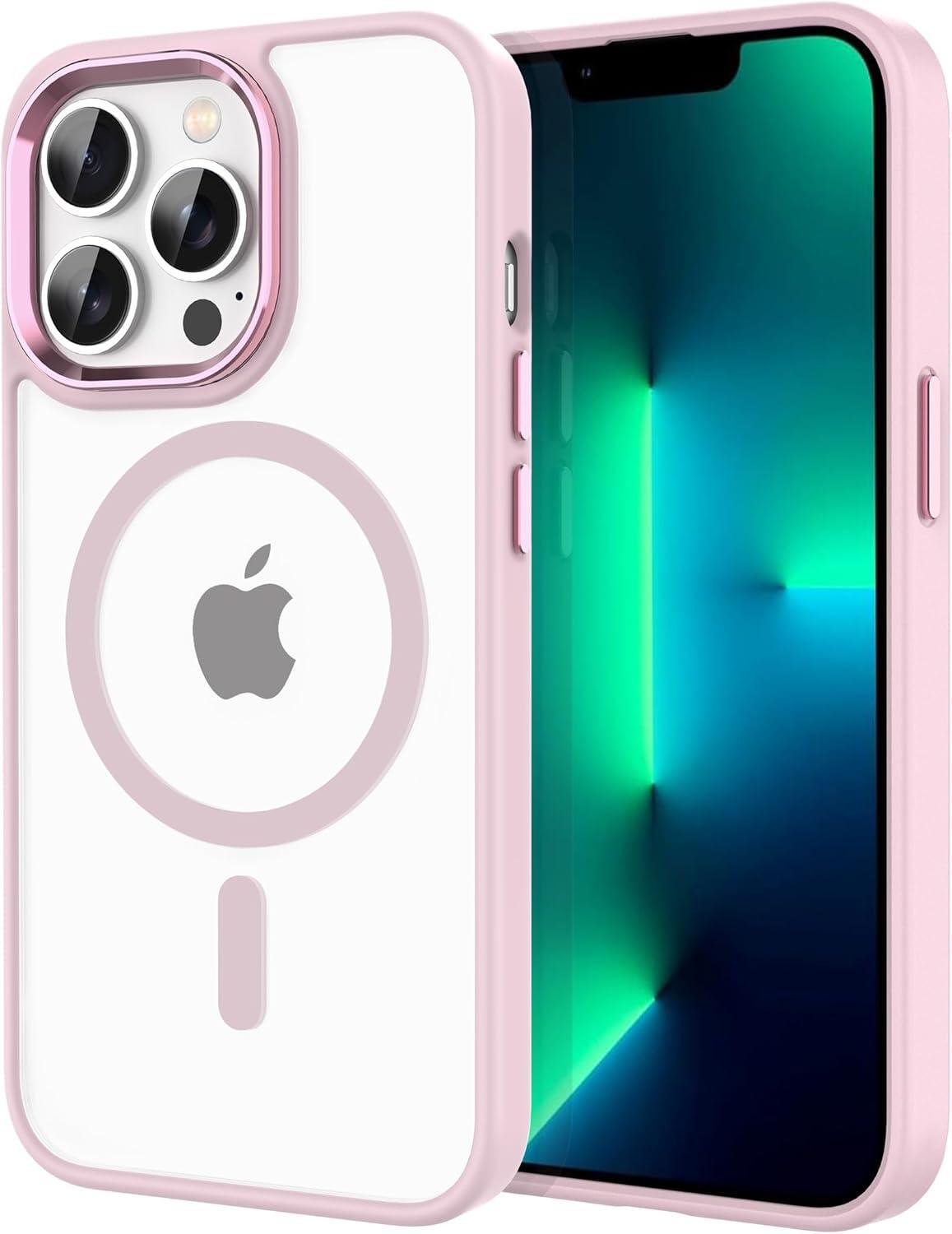 imageCACOE Magnetic Case for iPhone 13 ampamp iPhone 14 61 inchCompatible with MagSafe ampamp Magnetic Car Phone MountNot Yellowing AntiScratch ClearLight Pink