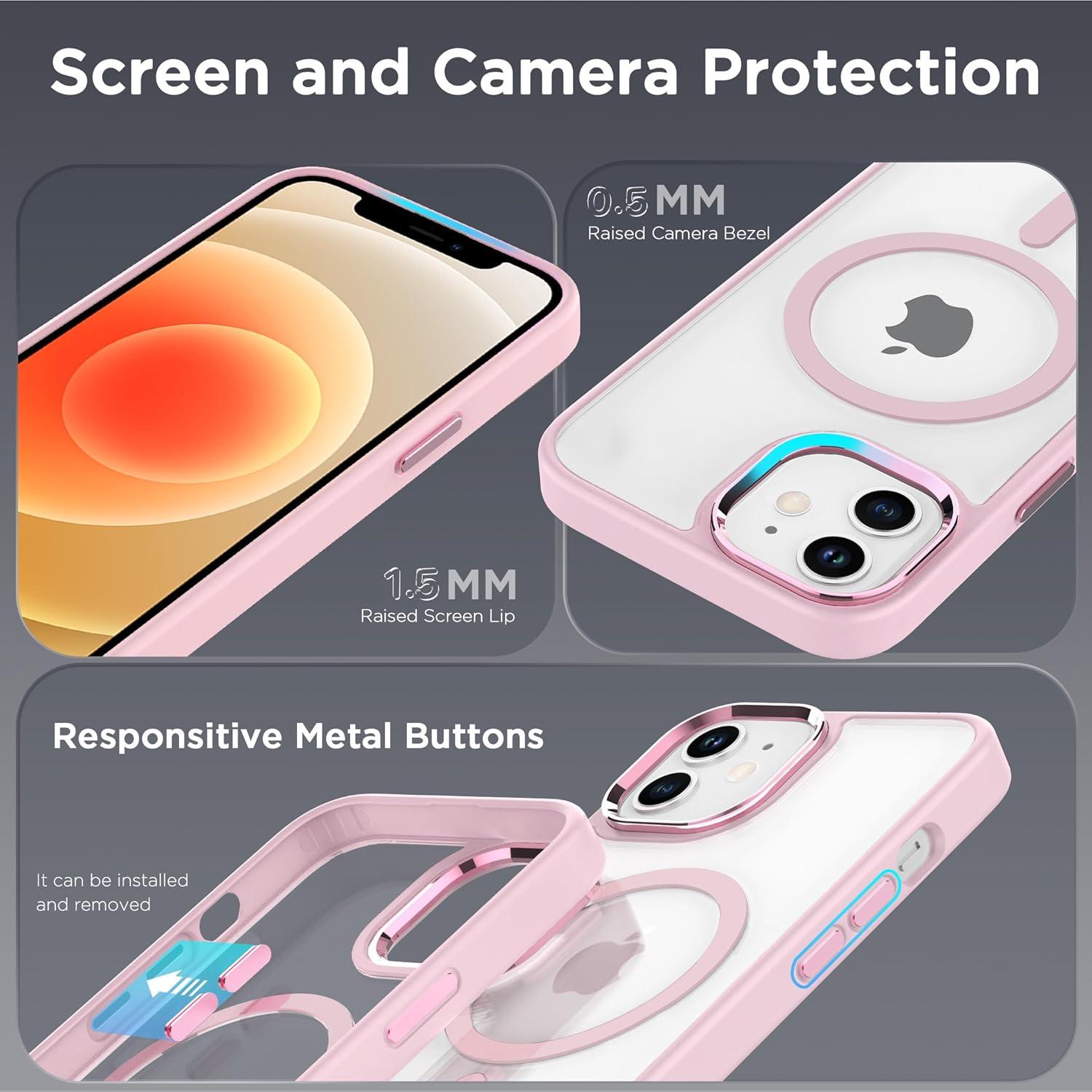 imageCACOE Magnetic Case for iPhone 13 ampamp iPhone 14 61 inchCompatible with MagSafe ampamp Magnetic Car Phone MountNot Yellowing AntiScratch ClearLight Pink