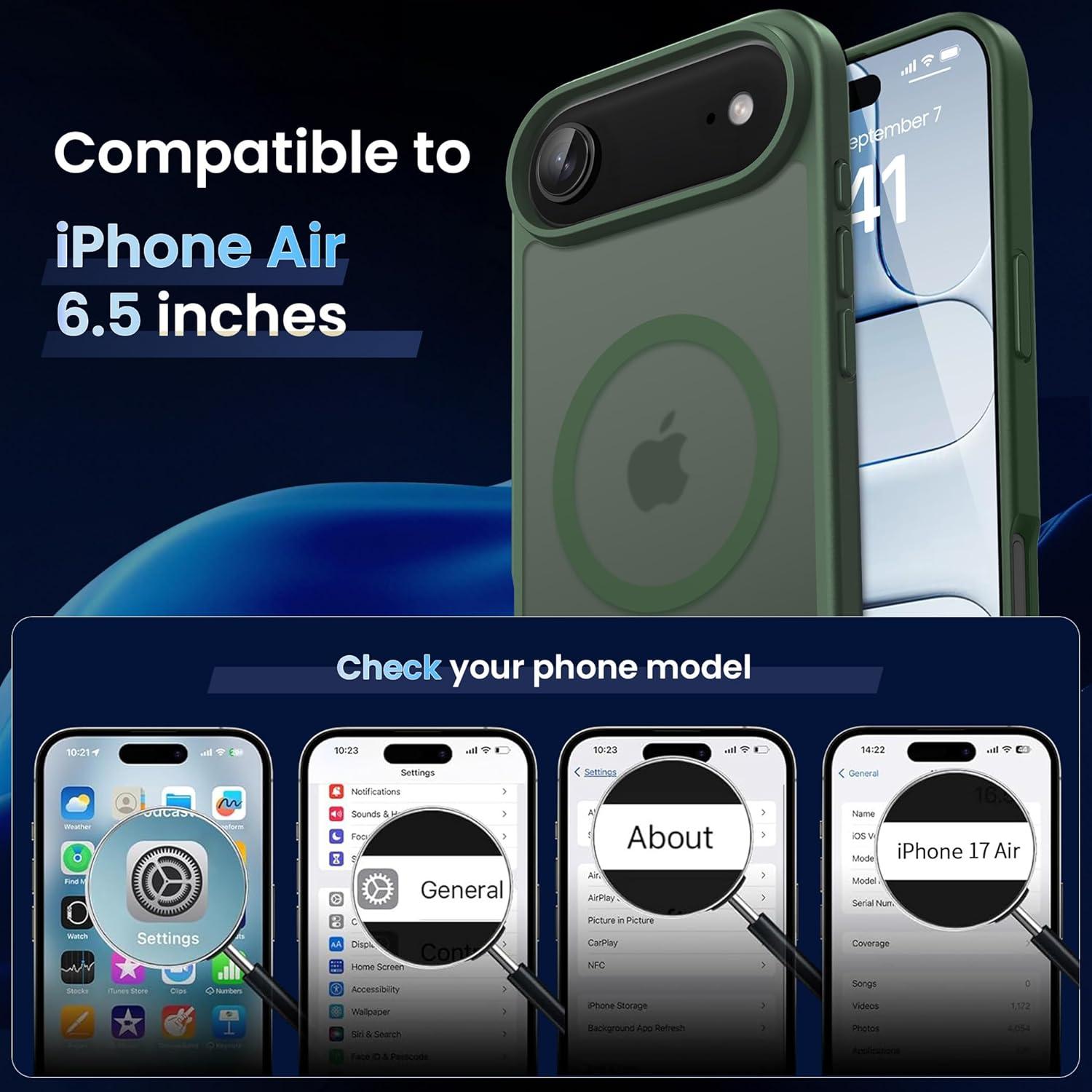 imageCACOE Magnetic Case for iPhone 16 61 inch Compatible with MagSafe Thin Slim Fit AntiFingerprint Shockproof Bumper TPU Protective Cover for Women Men GirlsMatte BlackDark Green