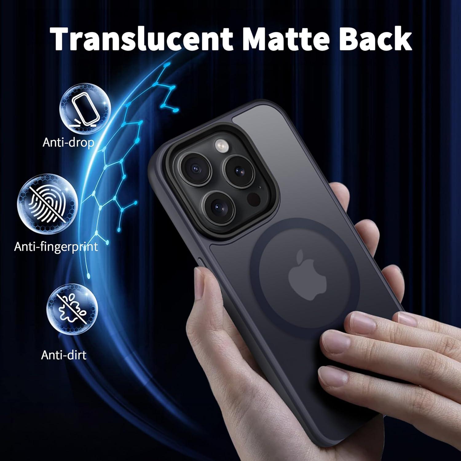 imageCACOE Magnetic Case for iPhone 16 61 inch Compatible with MagSafe Thin Slim Fit AntiFingerprint Shockproof Bumper TPU Protective Cover for Women Men GirlsMatte BlackDark Blue