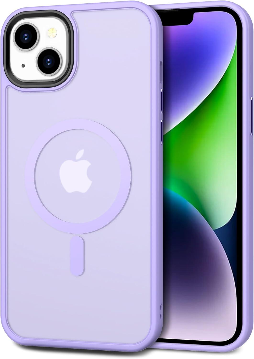 imageCACOE Magnetic Case for iPhone 16 61 inch Compatible with MagSafe Thin Slim Fit AntiFingerprint Shockproof Bumper TPU Protective Cover for Women Men GirlsMatte BlackLight Purple