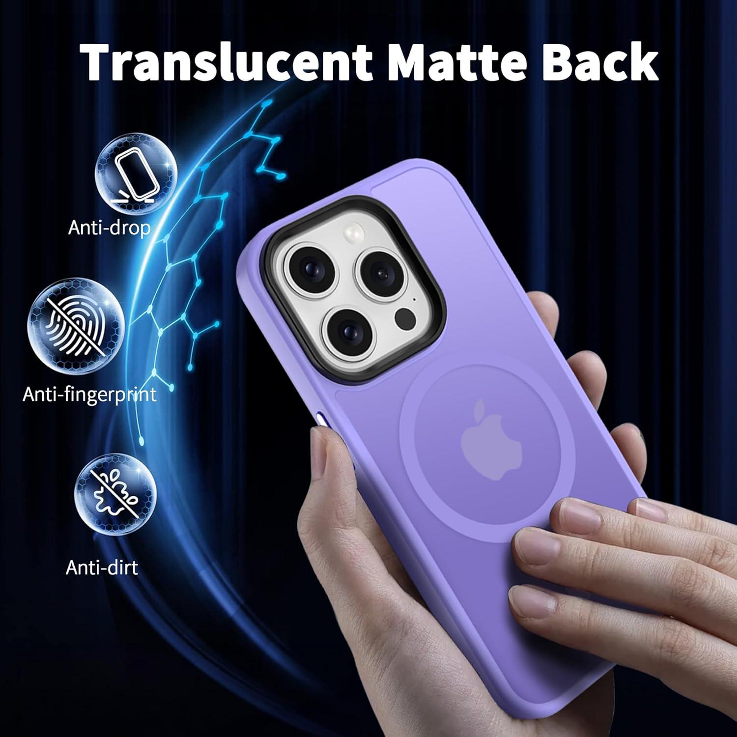 imageCACOE Magnetic Case for iPhone 16 61 inch Compatible with MagSafe Thin Slim Fit AntiFingerprint Shockproof Bumper TPU Protective Cover for Women Men GirlsMatte BlackLight Purple