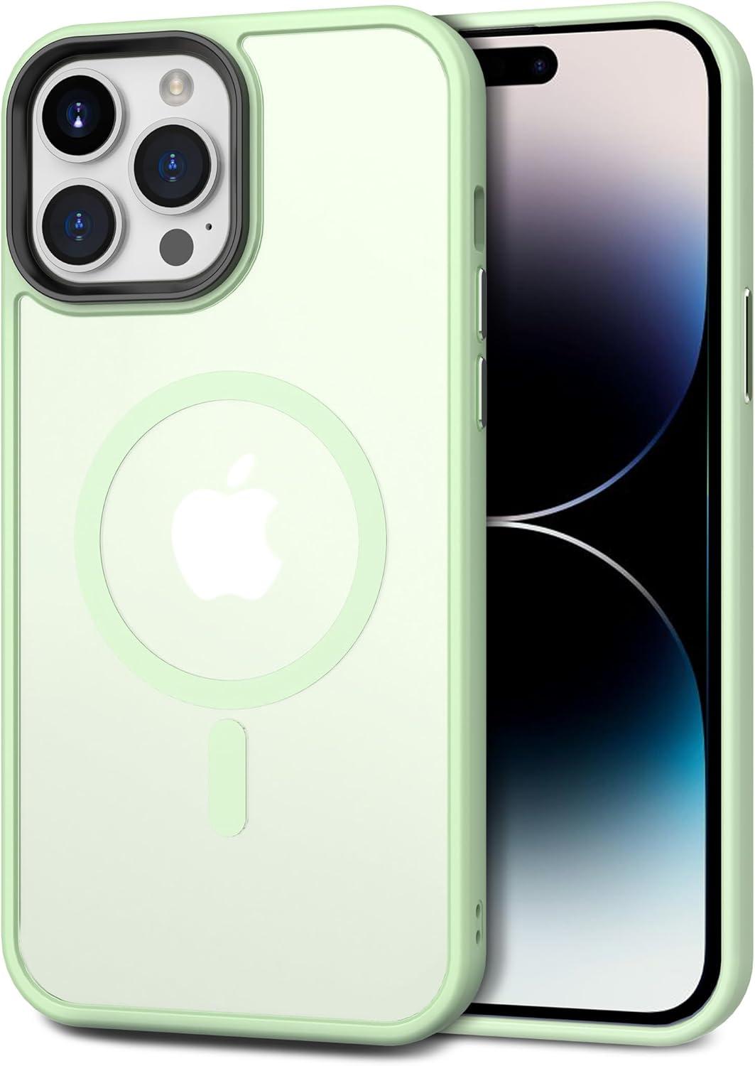 imageCACOE Magnetic Case for iPhone 16 61 inch Compatible with MagSafe Thin Slim Fit AntiFingerprint Shockproof Bumper TPU Protective Cover for Women Men GirlsMatte BlackLight Green