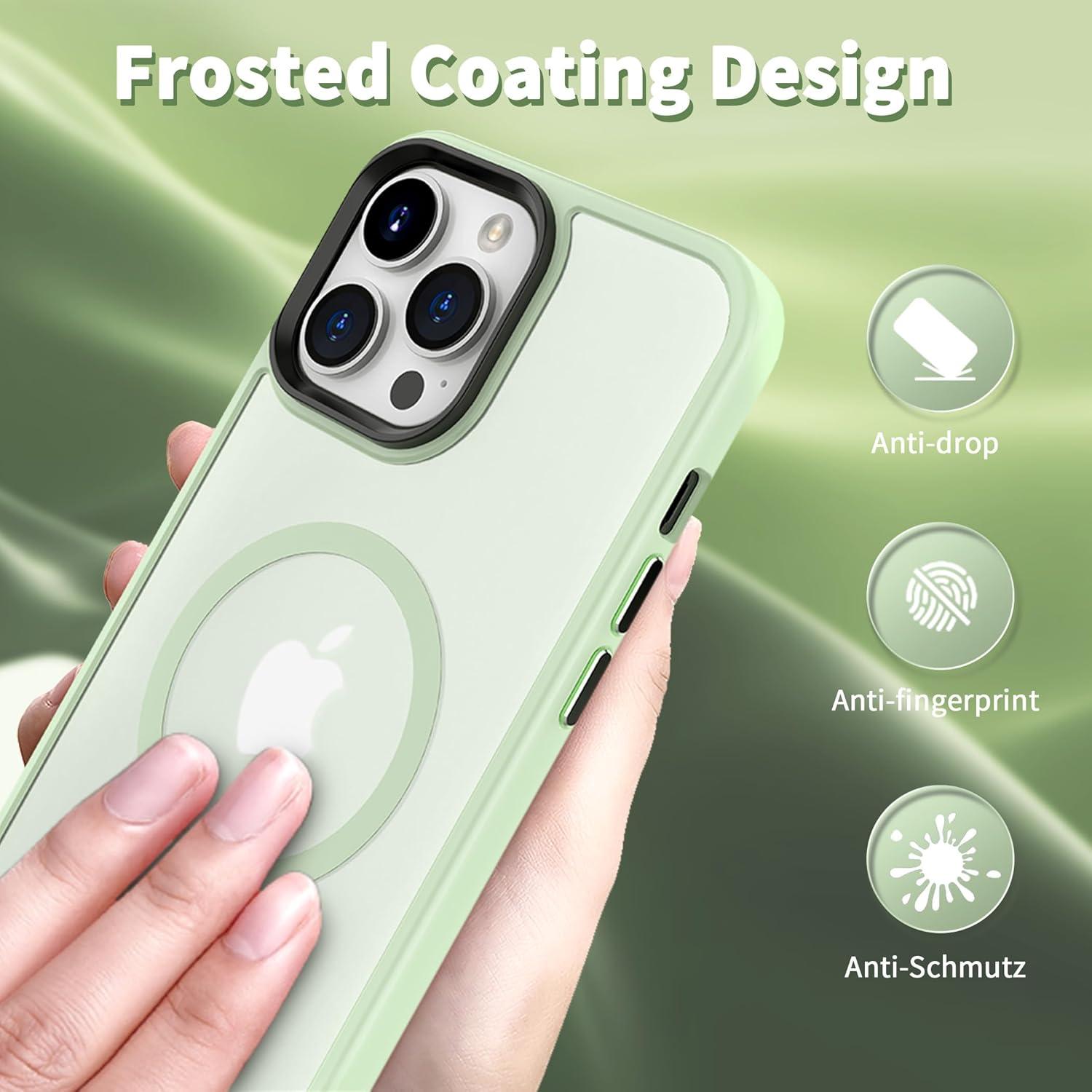 imageCACOE Magnetic Case for iPhone 16 61 inch Compatible with MagSafe Thin Slim Fit AntiFingerprint Shockproof Bumper TPU Protective Cover for Women Men GirlsMatte BlackLight Green