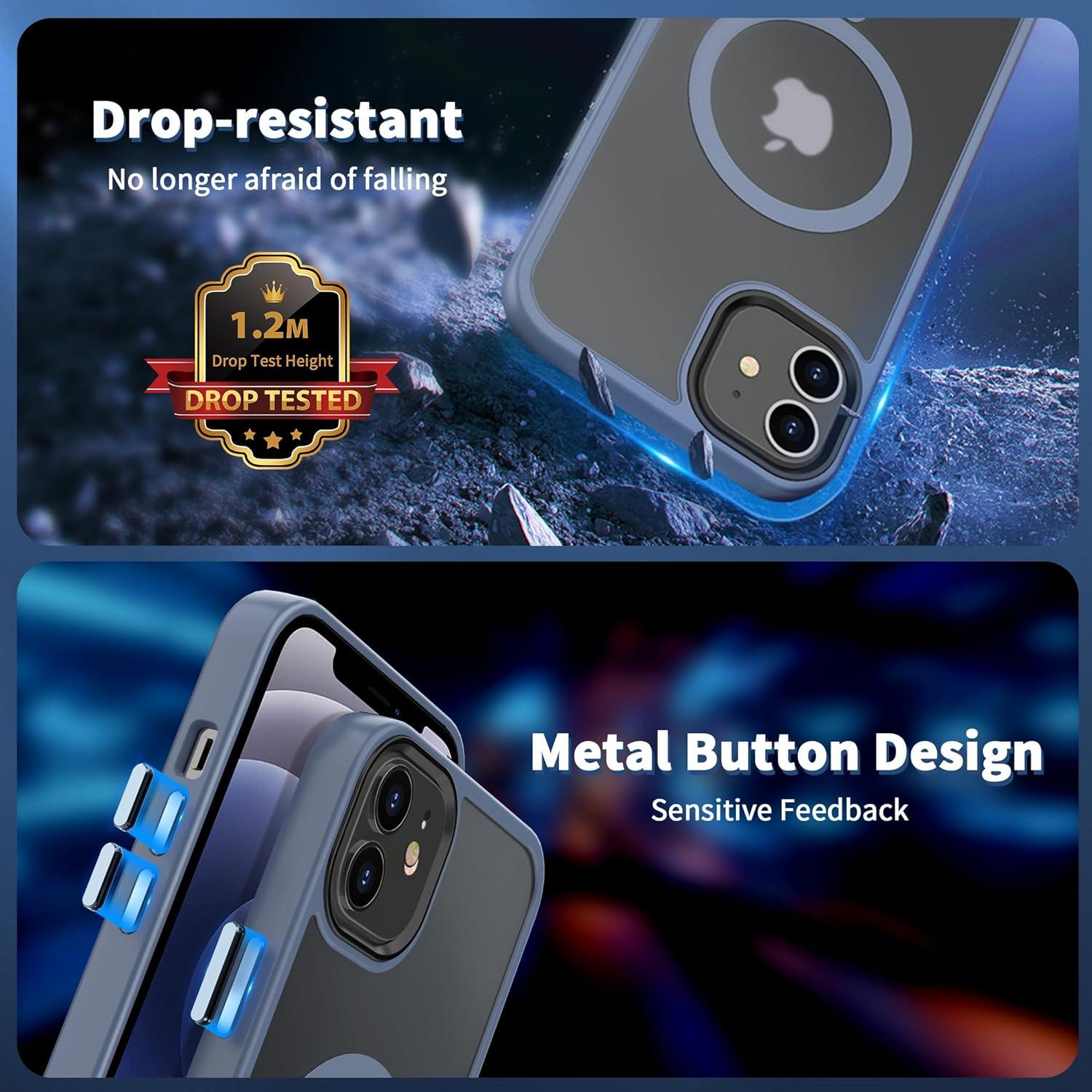 imageCACOE Magnetic Case for iPhone 16 61 inch Compatible with MagSafe Thin Slim Fit AntiFingerprint Shockproof Bumper TPU Protective Cover for Women Men GirlsMatte BlackLight Blue