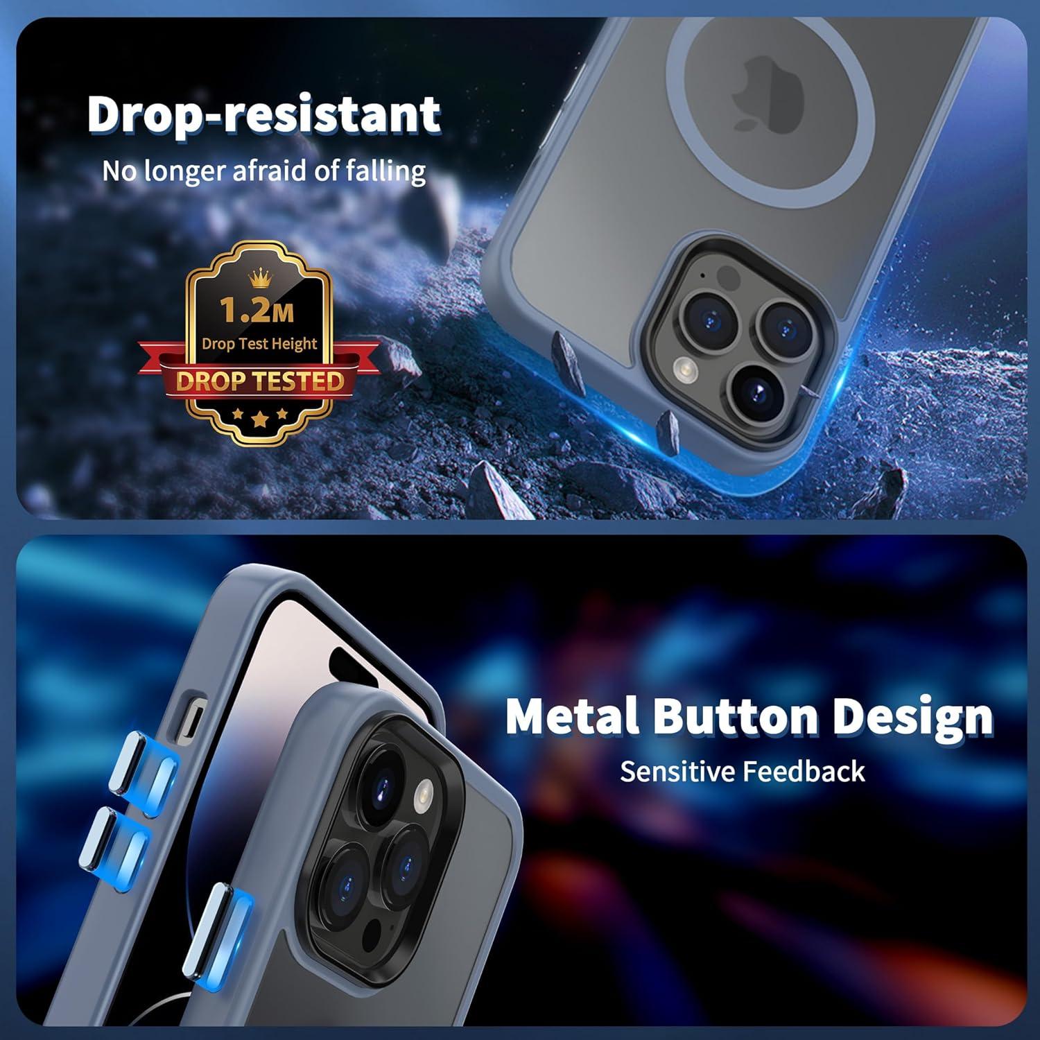 imageCACOE Magnetic Case for iPhone 16 61 inch Compatible with MagSafe Thin Slim Fit AntiFingerprint Shockproof Bumper TPU Protective Cover for Women Men GirlsMatte BlackLight Blue