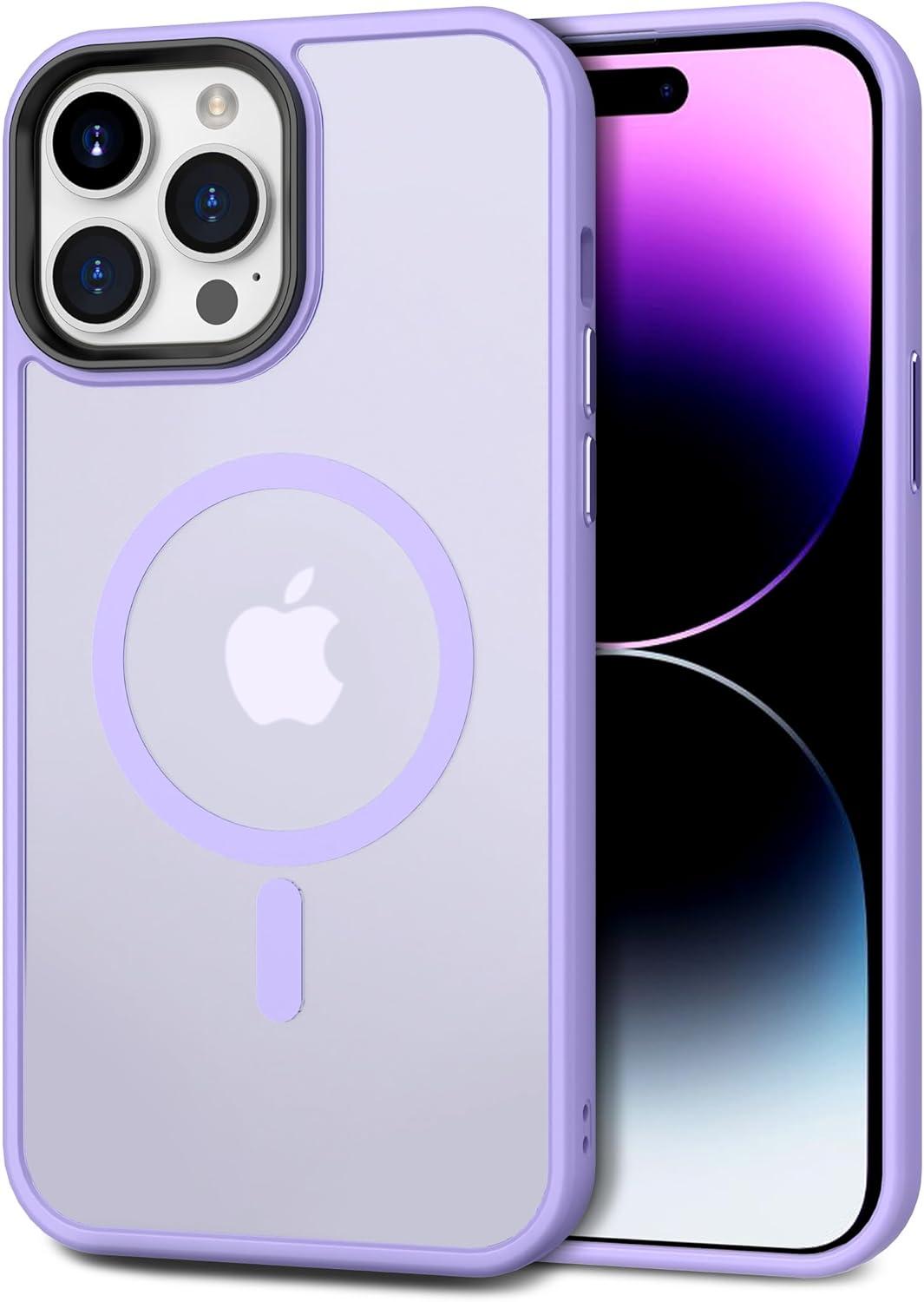 imageCACOE Magnetic Case for iPhone 16 61 inch Compatible with MagSafe Thin Slim Fit AntiFingerprint Shockproof Bumper TPU Protective Cover for Women Men GirlsMatte BlackLight Purple