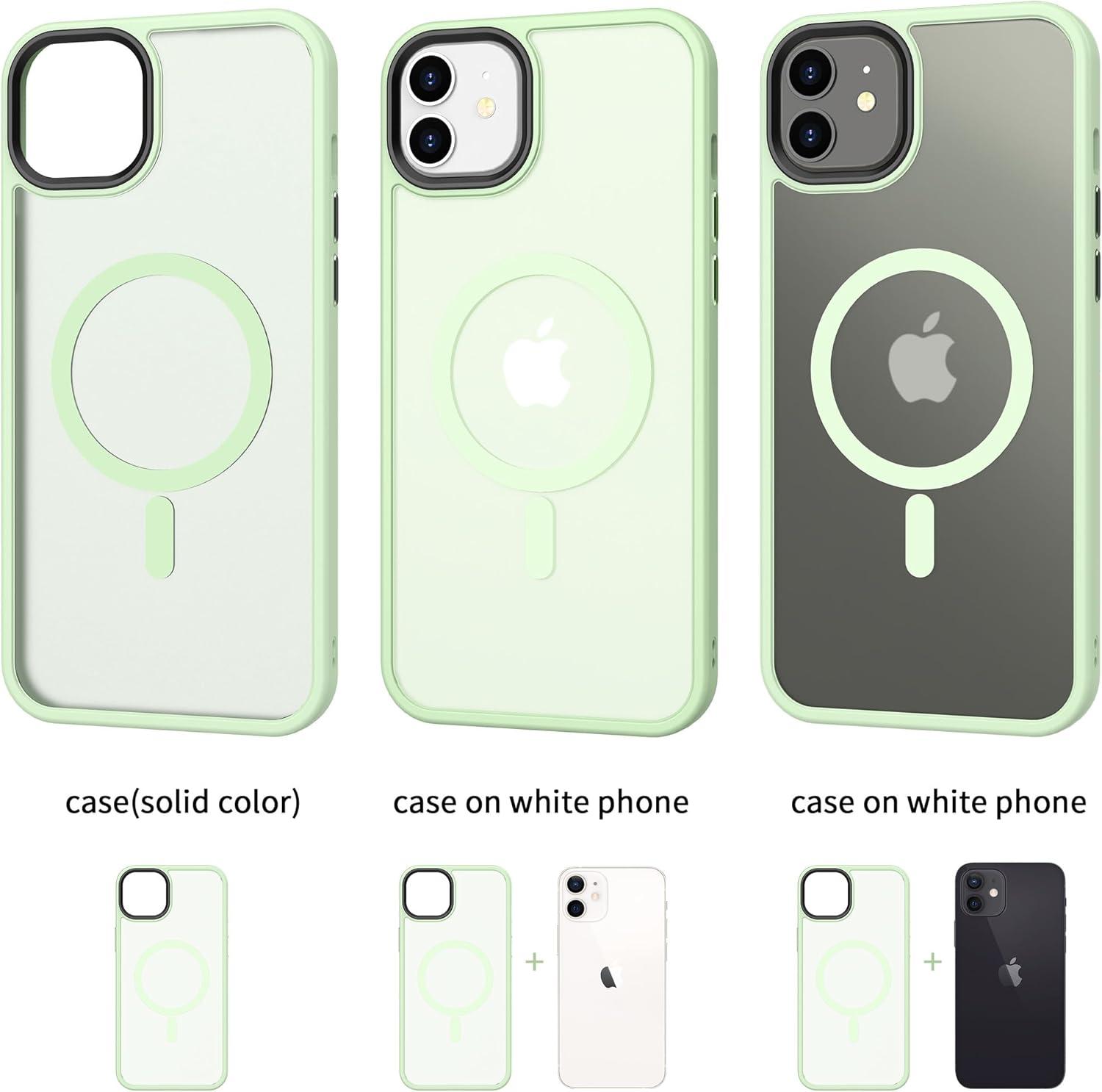 imageCACOE Magnetic Case for iPhone 16 61 inch Compatible with MagSafe Thin Slim Fit AntiFingerprint Shockproof Bumper TPU Protective Cover for Women Men GirlsMatte BlackLight Green