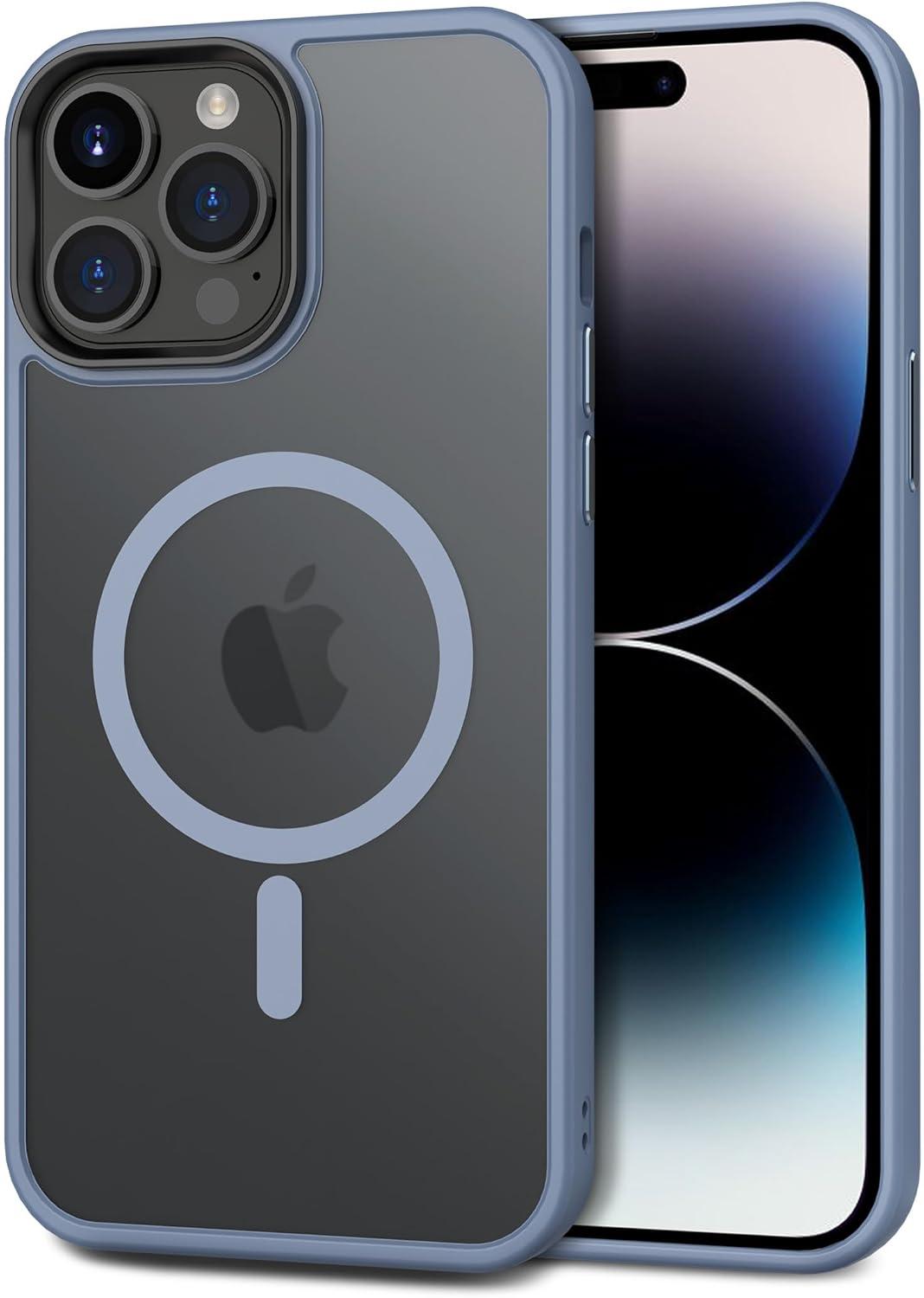 imageCACOE Magnetic Case for iPhone 16 61 inch Compatible with MagSafe Thin Slim Fit AntiFingerprint Shockproof Bumper TPU Protective Cover for Women Men GirlsMatte BlackLight Blue