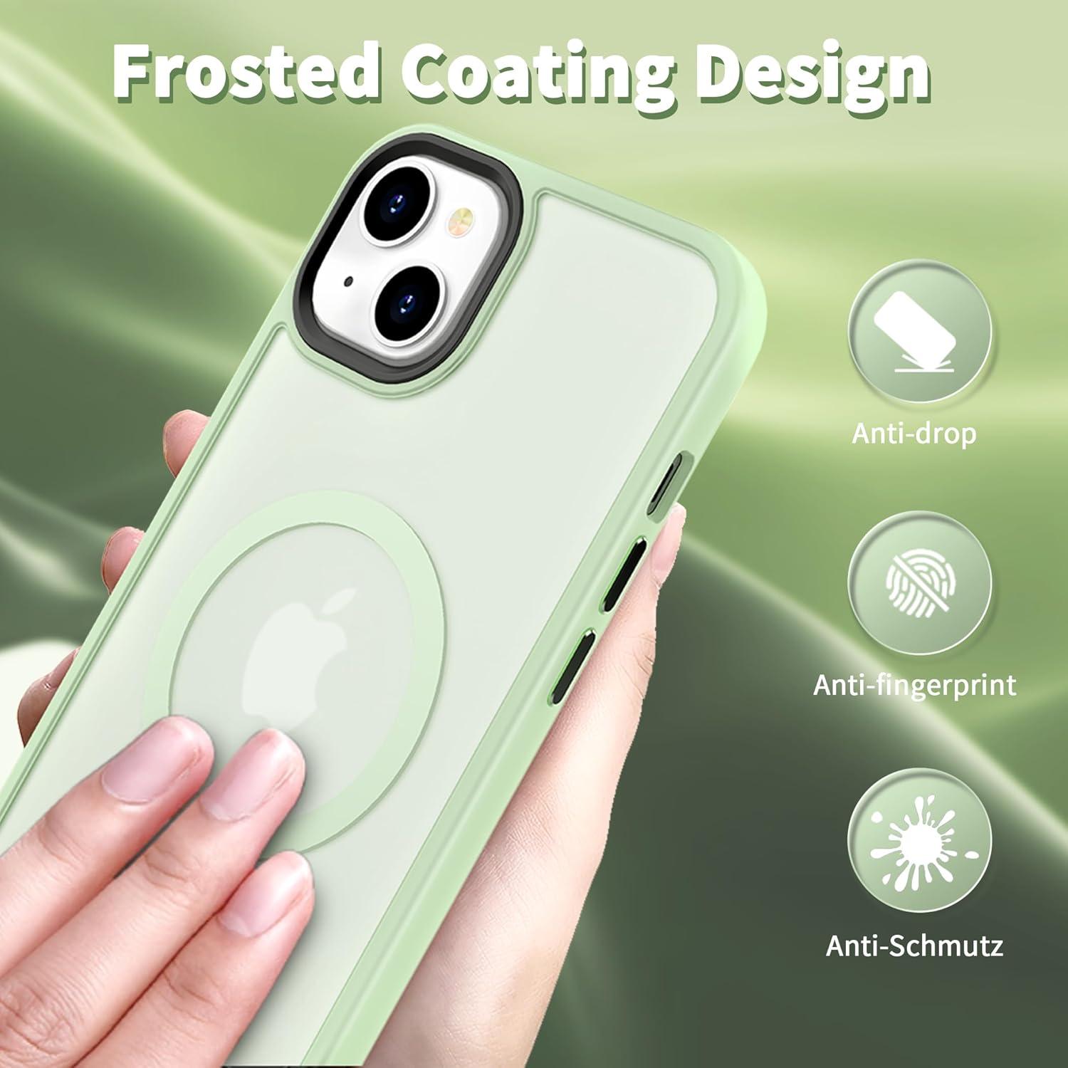 imageCACOE Magnetic Case for iPhone 16 61 inch Compatible with MagSafe Thin Slim Fit AntiFingerprint Shockproof Bumper TPU Protective Cover for Women Men GirlsMatte BlackLight Green