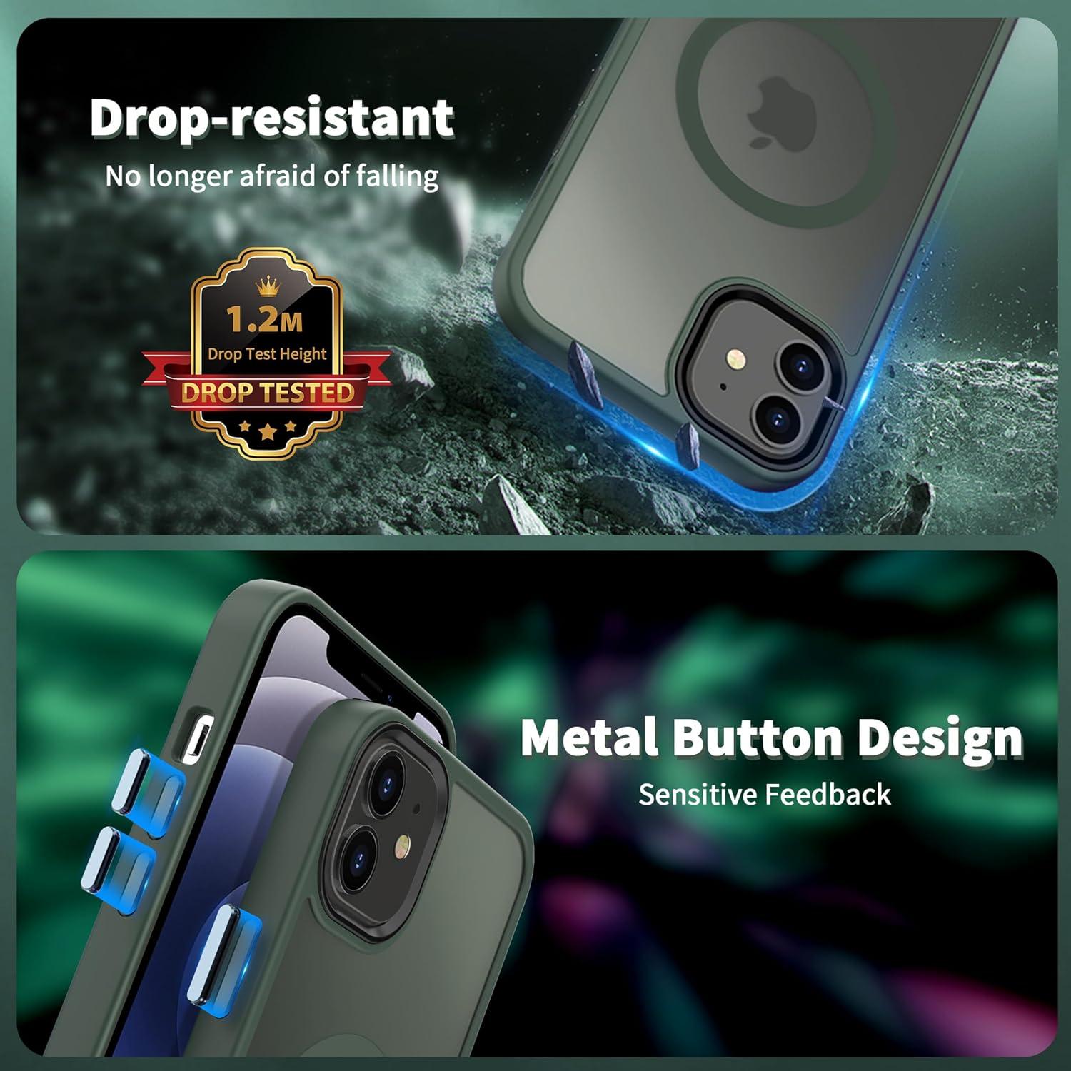 imageCACOE Magnetic Case for iPhone 16 61 inch Compatible with MagSafe Thin Slim Fit AntiFingerprint Shockproof Bumper TPU Protective Cover for Women Men GirlsMatte BlackDark Green