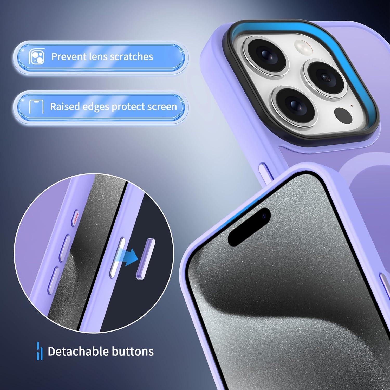 imageCACOE Magnetic Case for iPhone 16 61 inch Compatible with MagSafe Thin Slim Fit AntiFingerprint Shockproof Bumper TPU Protective Cover for Women Men GirlsMatte BlackLight Purple