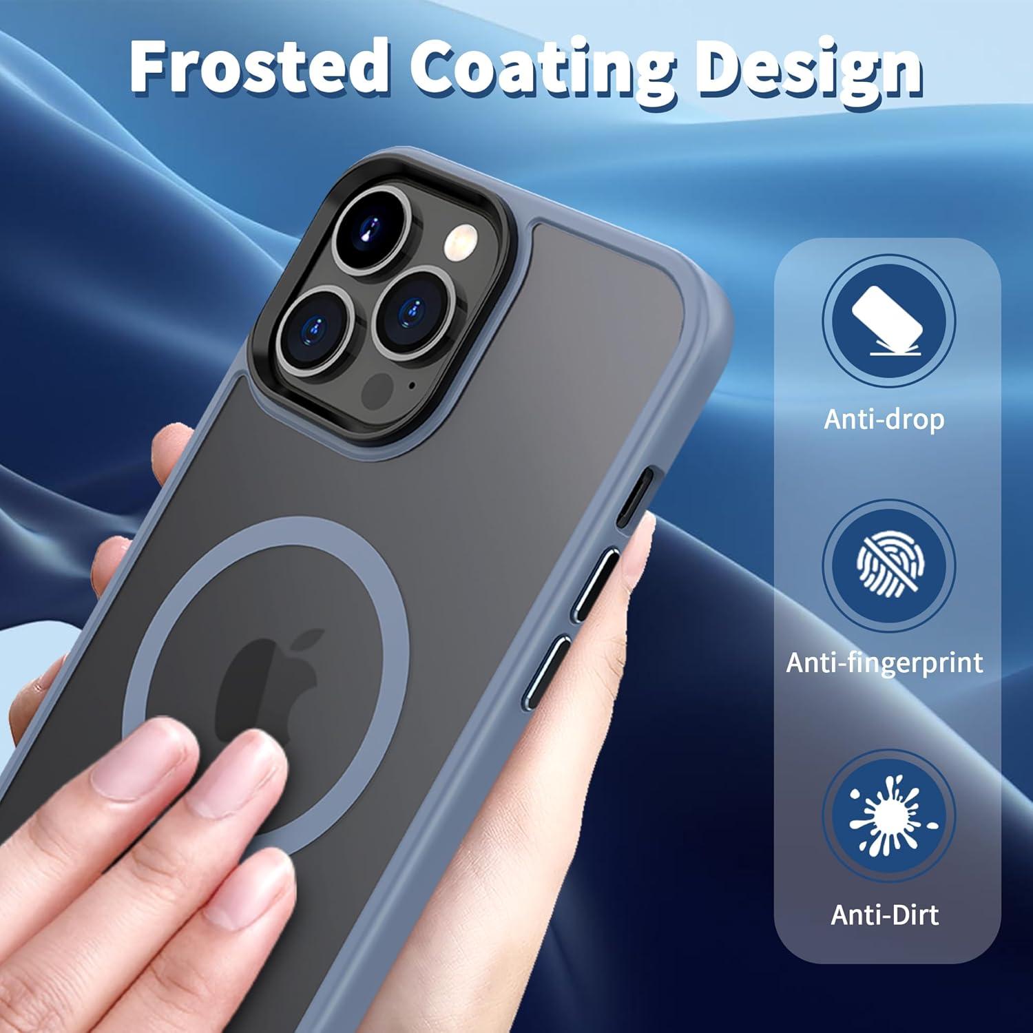 imageCACOE Magnetic Case for iPhone 16 61 inch Compatible with MagSafe Thin Slim Fit AntiFingerprint Shockproof Bumper TPU Protective Cover for Women Men GirlsMatte BlackLight Blue