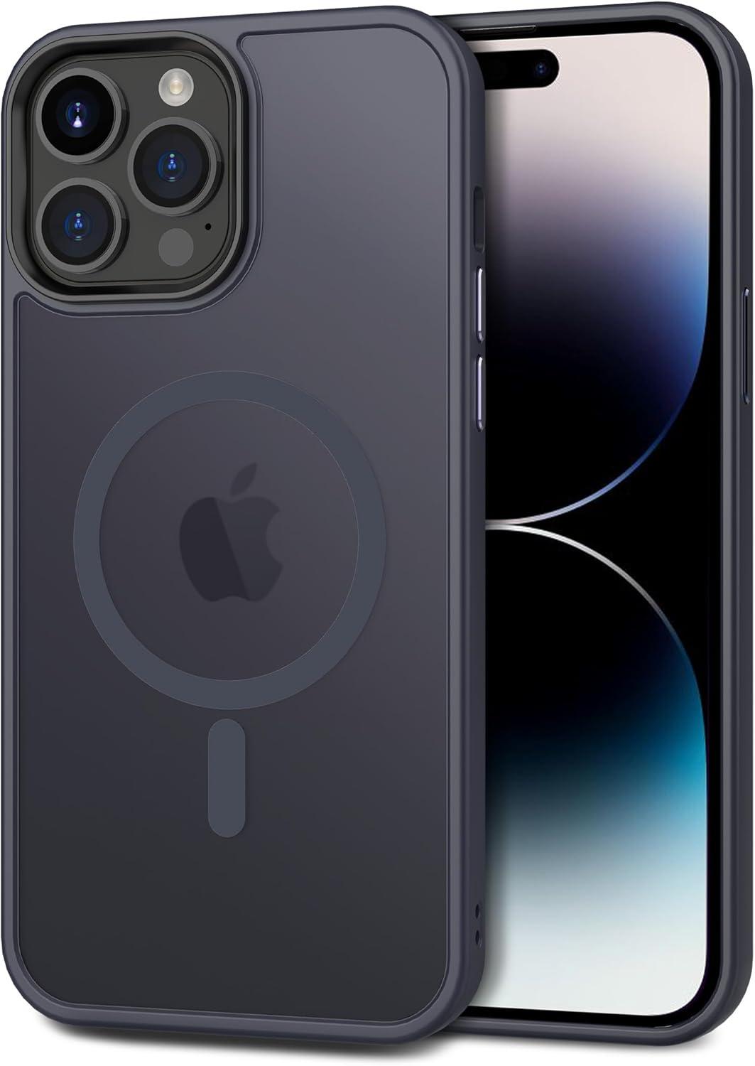 imageCACOE Magnetic Case for iPhone 16 61 inch Compatible with MagSafe Thin Slim Fit AntiFingerprint Shockproof Bumper TPU Protective Cover for Women Men GirlsMatte BlackDark Blue