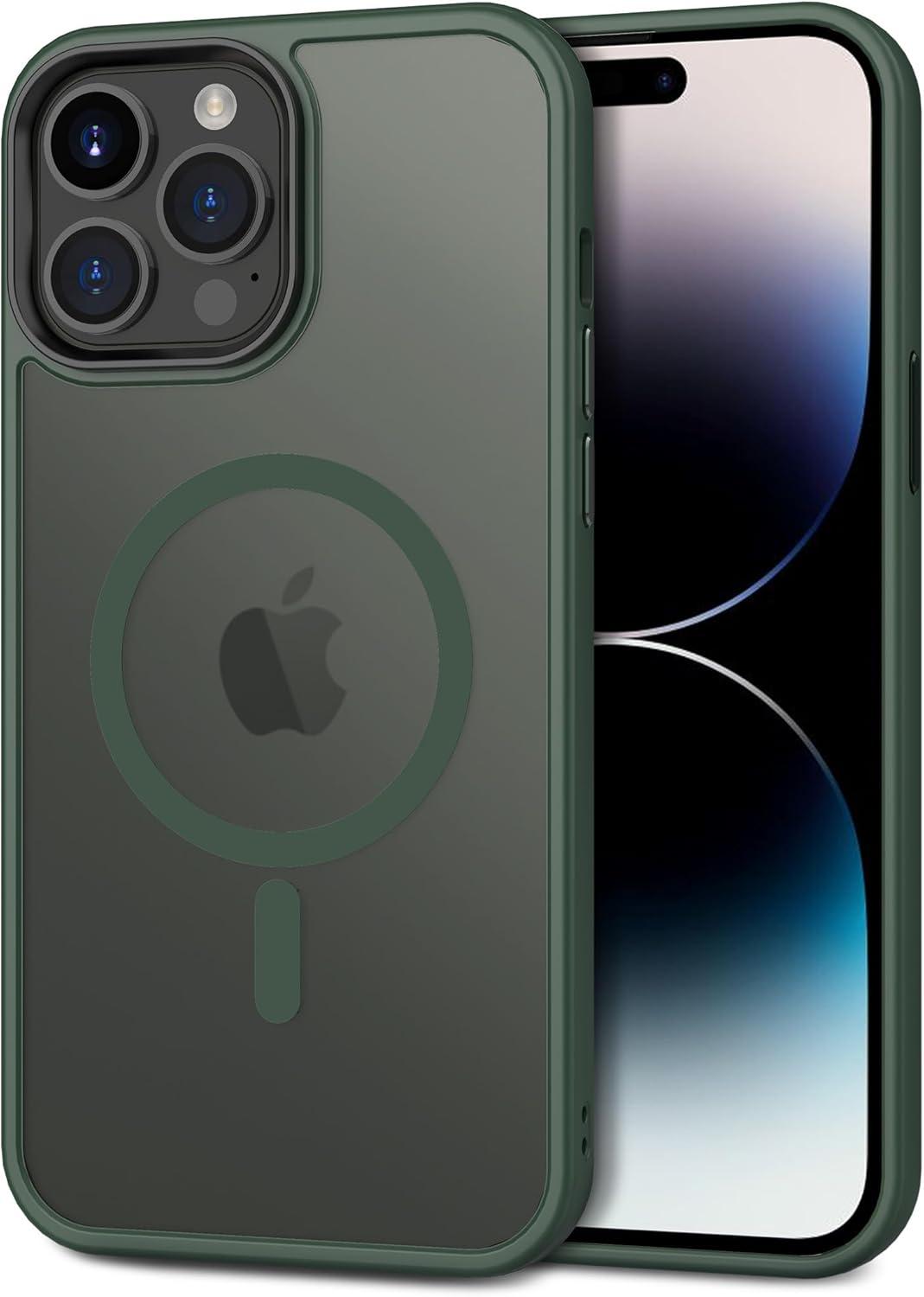 imageCACOE Magnetic Case for iPhone 16 61 inch Compatible with MagSafe Thin Slim Fit AntiFingerprint Shockproof Bumper TPU Protective Cover for Women Men GirlsMatte BlackDark Green