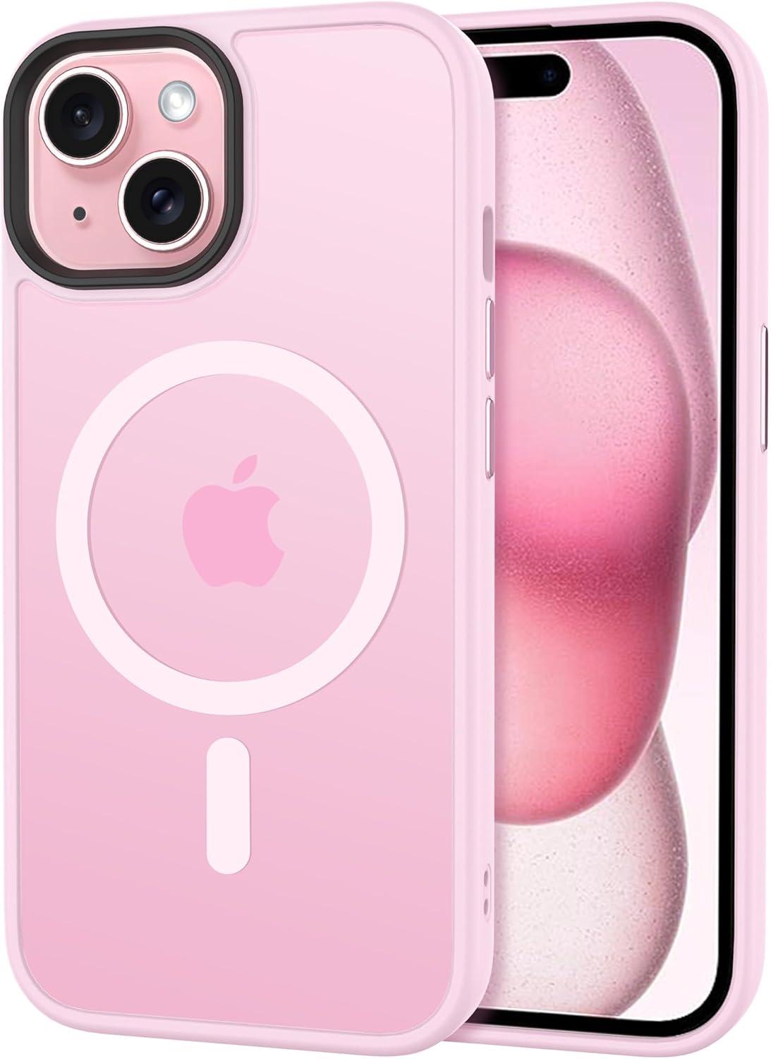 imageCACOE Magnetic Case for iPhone 16 61 inch Compatible with MagSafe Thin Slim Fit AntiFingerprint Shockproof Bumper TPU Protective Cover for Women Men GirlsMatte BlackPink