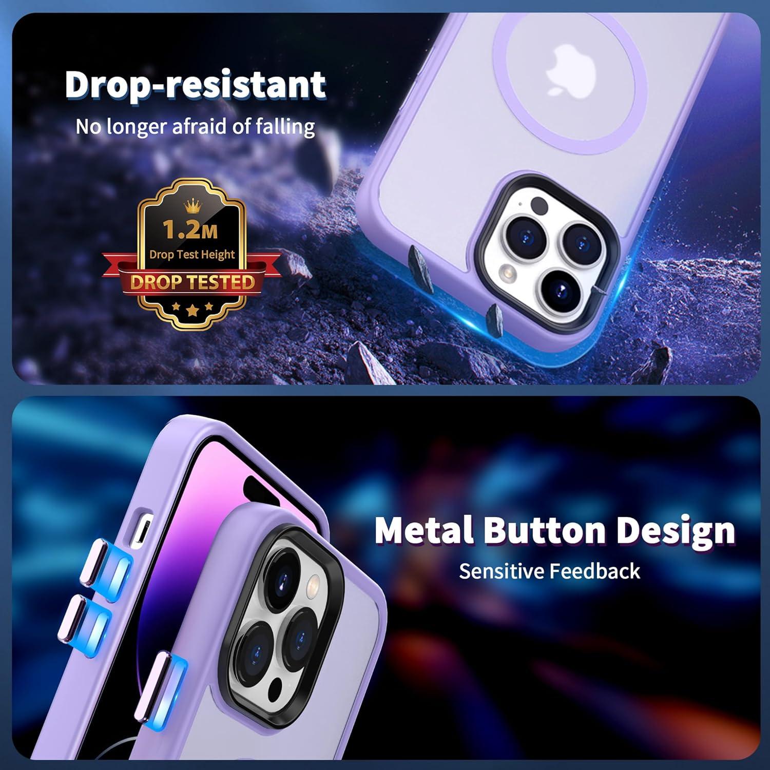 imageCACOE Magnetic Case for iPhone 16 61 inch Compatible with MagSafe Thin Slim Fit AntiFingerprint Shockproof Bumper TPU Protective Cover for Women Men GirlsMatte BlackLight Purple