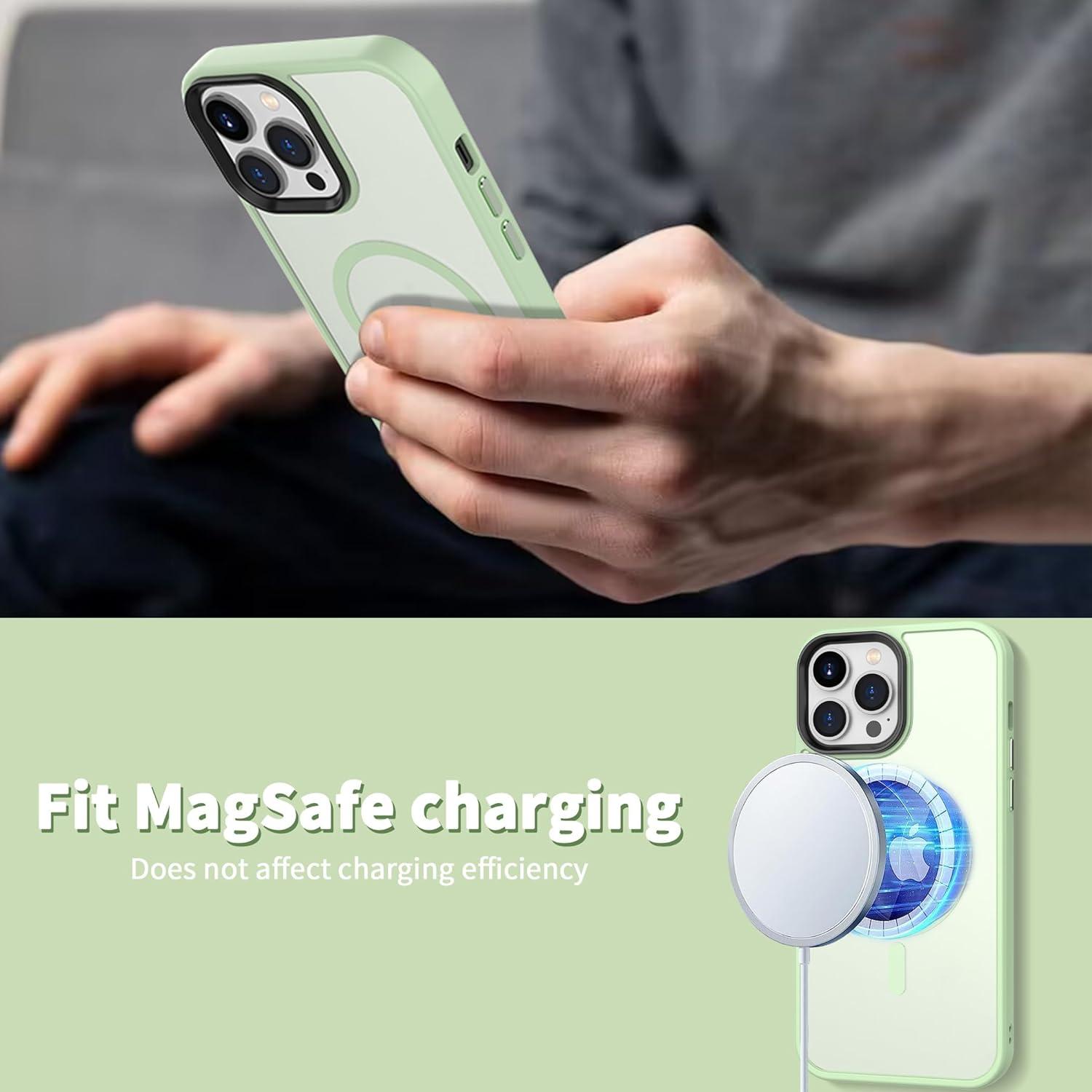 imageCACOE Magnetic Case for iPhone 16 61 inch Compatible with MagSafe Thin Slim Fit AntiFingerprint Shockproof Bumper TPU Protective Cover for Women Men GirlsMatte BlackLight Green